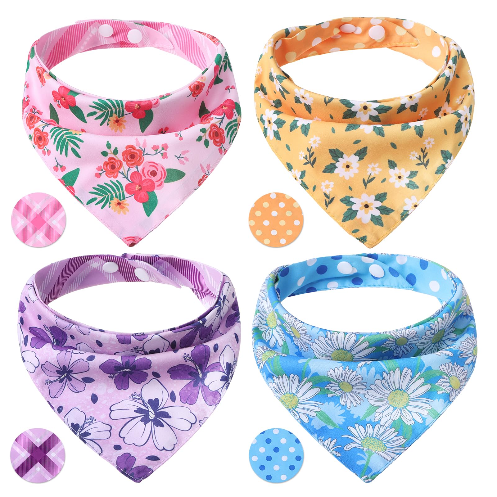 Pawchie Spring Dog Bandanas Small Reversible Styles Pet Triangle Scarf Bibs - Adjustable With Two Snaps - Kerchief Set Accessori