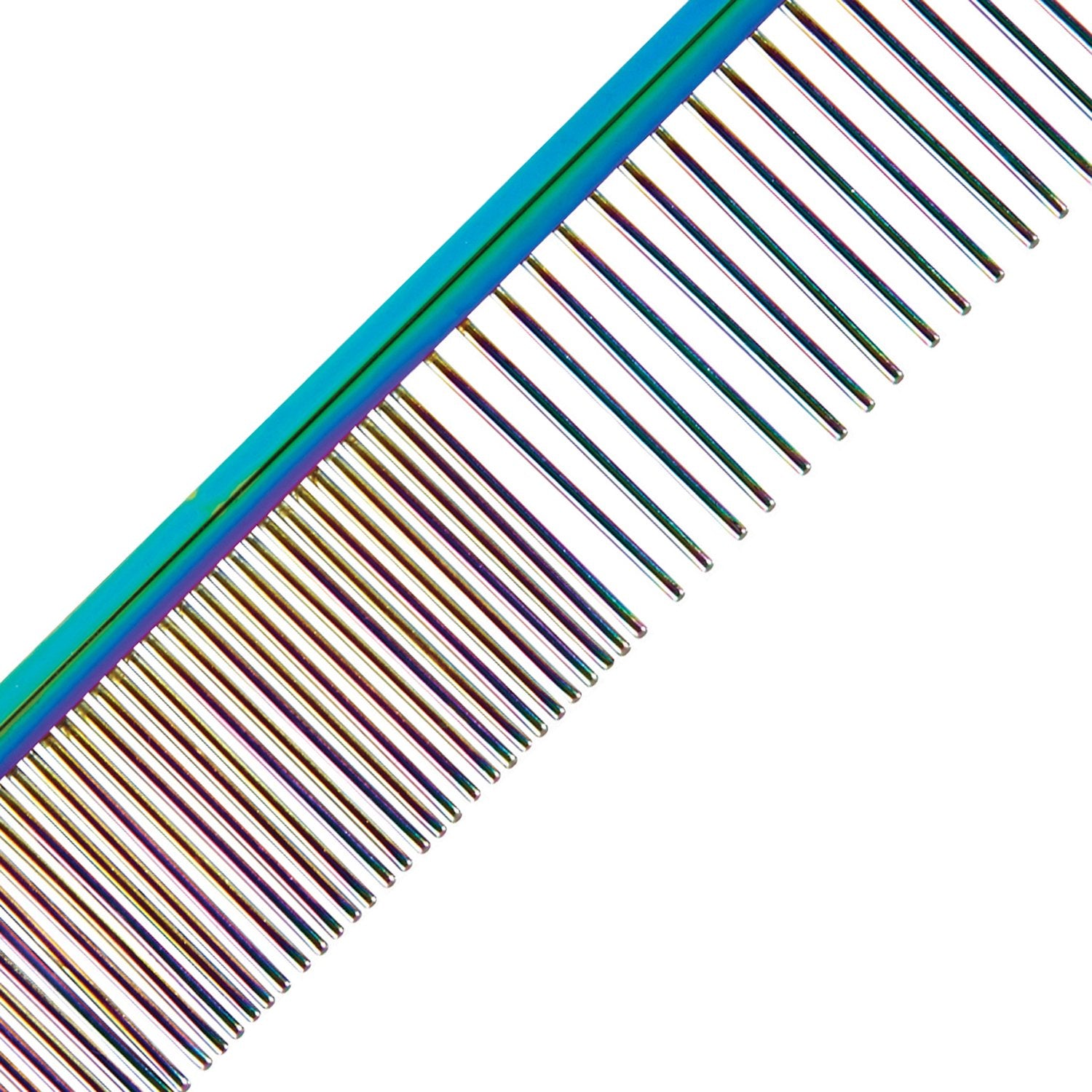 Master Grooming Tools Rainbow Greyhound Combs — European-Style Combs For Grooming Dogs - Fine/Coarse, 7½', Medium, Blue