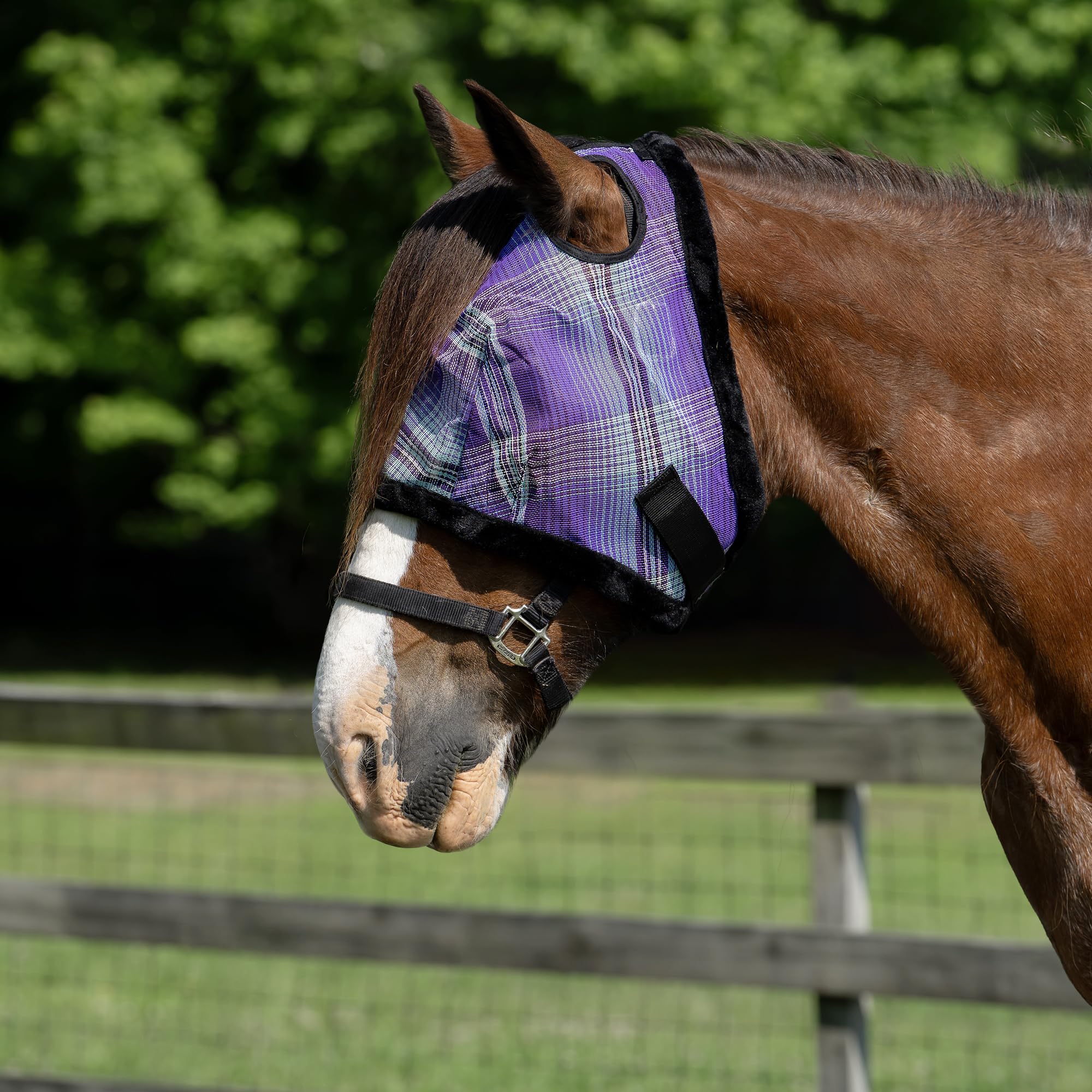 Kensington UV Fly Mask with Fleece Trim - Protective Mask with Dual Ear Opening Size: XXL Color: 2017-Lavender Mint