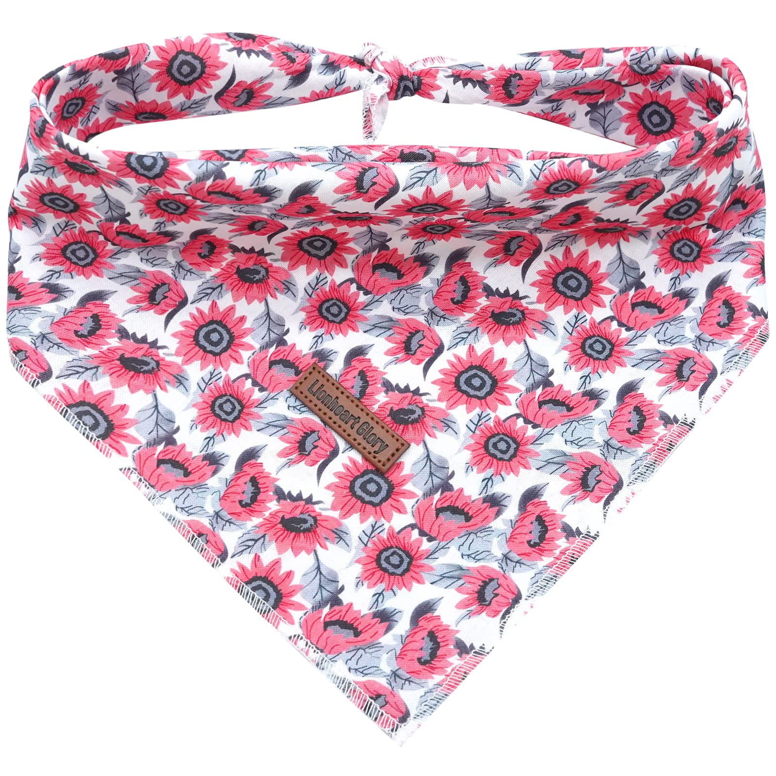 Lionheart Glory Pink Flower Bandana 1 Pack - Washable Soft Scarf, Square Adjustable For Small Dogs And Cats