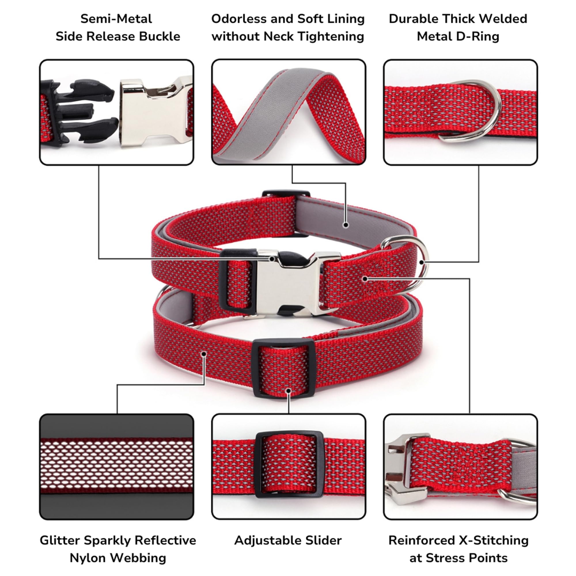 Personalized Dog Collar,Engraved Reflective Dog Collar, Custom Dog Collar, Pet Collar, Quick Release Buckle, Gift'S For Pets (Or