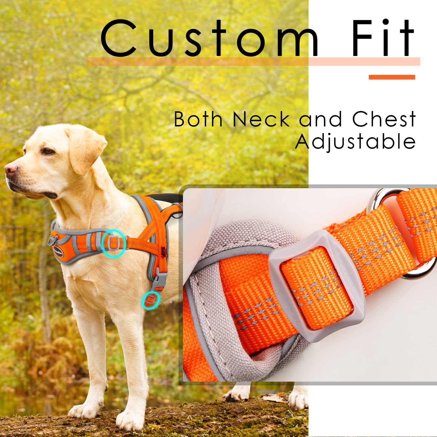 Adventuremore Dog Harness For Small Dogs No Pull, Dog Halter Harness Adjustable Reflective Dog Vest Escape Proof Dog Harness With Easy Control Front Clip Handle For Training Walking S Orange