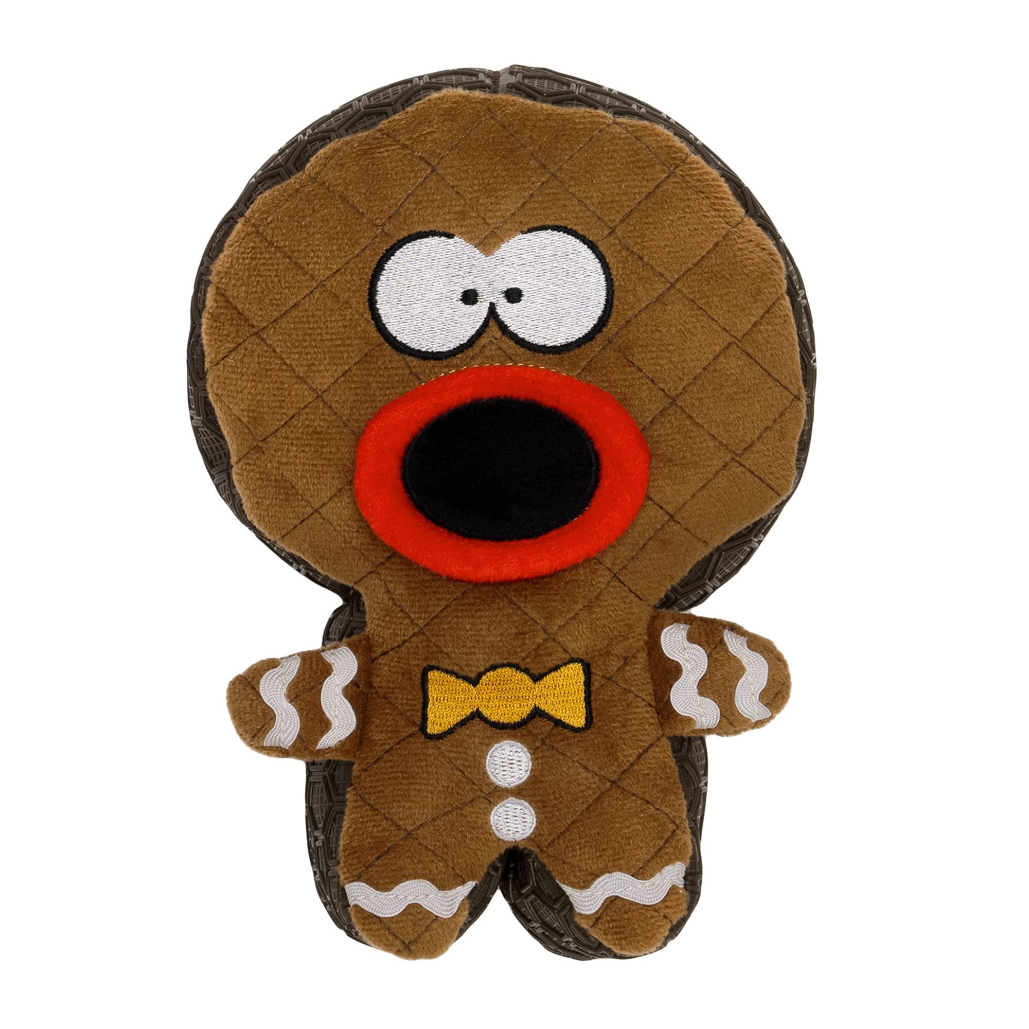 Godog Holiday Collection Mixed Materials Tpe-Plush Gingerbread Man Squeaky Dog Toy, Chew Guard Technology - Brown, One Size