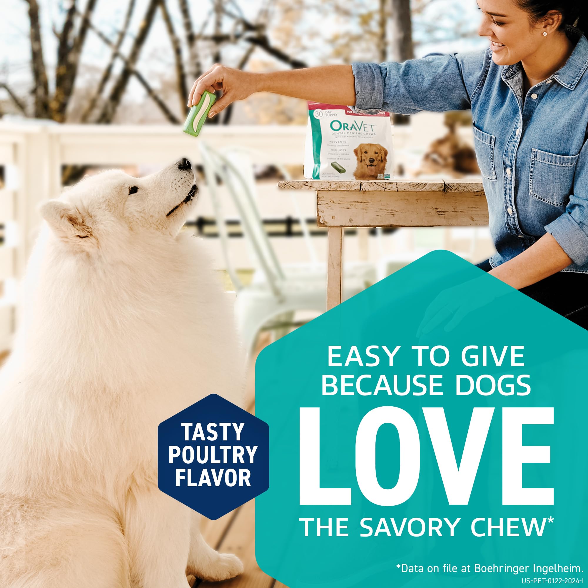 OraVet Dental Chews for Large Dogs, 30 Count, Pink Pouch, Oral Care, Nylon/Rubber, Model 7.10051E+11