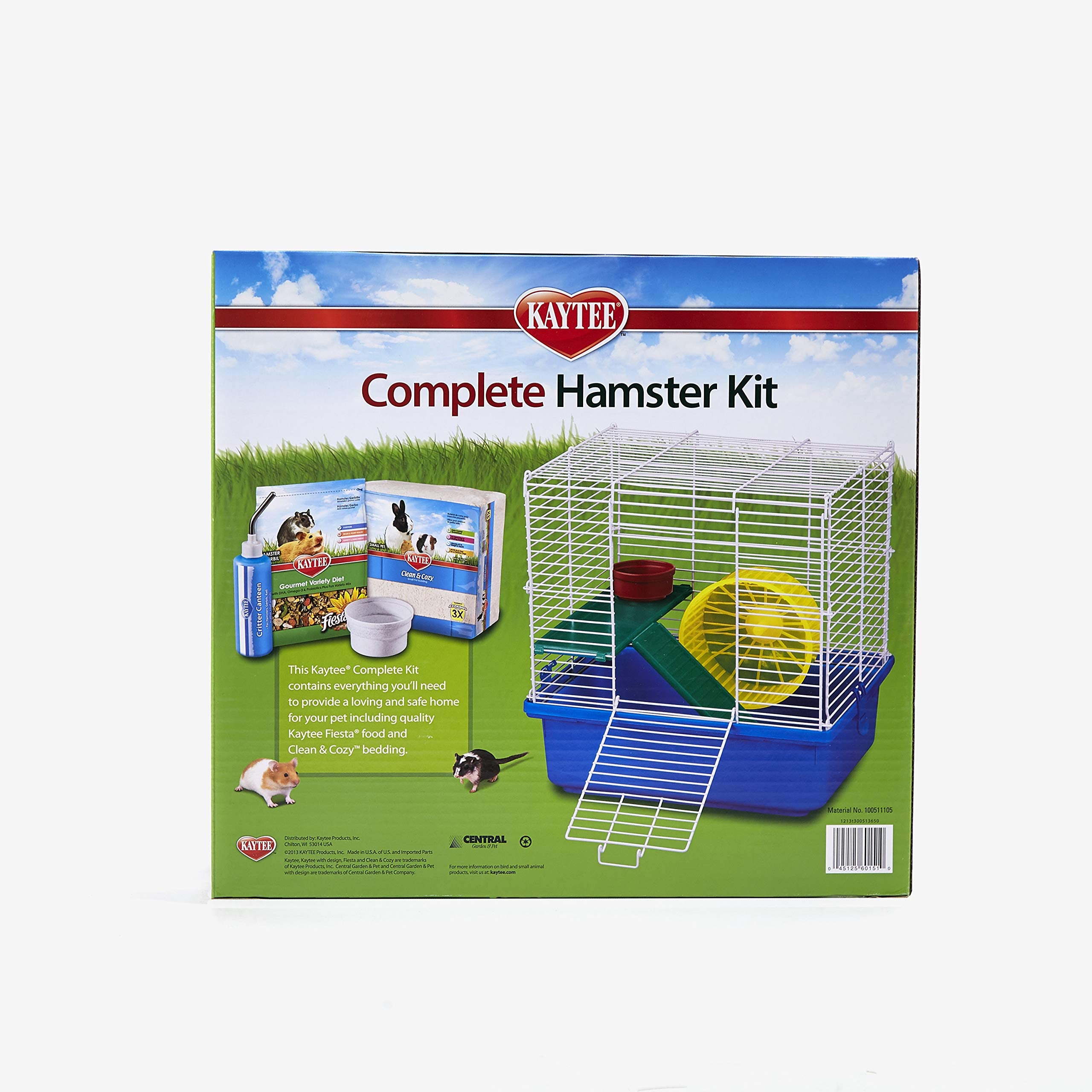 Kaytee Complete Hamster Kit - Blue Plastic Cage, 13.5"L x 11.0"W x 14.5"H, Model 100511105