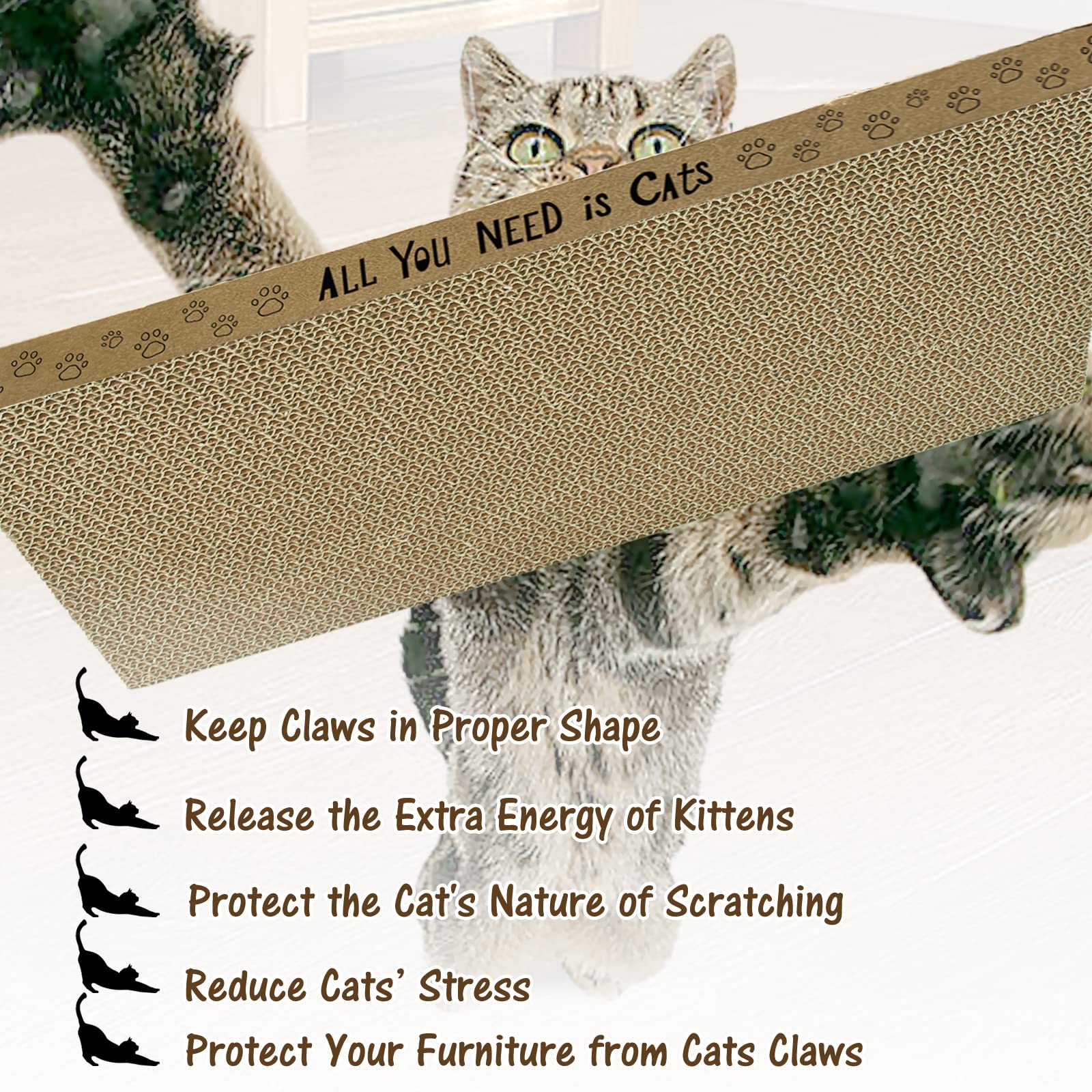 Accencyc Cardboard Cat Scratcher Pads Cat Scratching Board For Indoor 16.5   Lx8.3   Wx1   H Dual-Side Corrugated Cats Scratchin