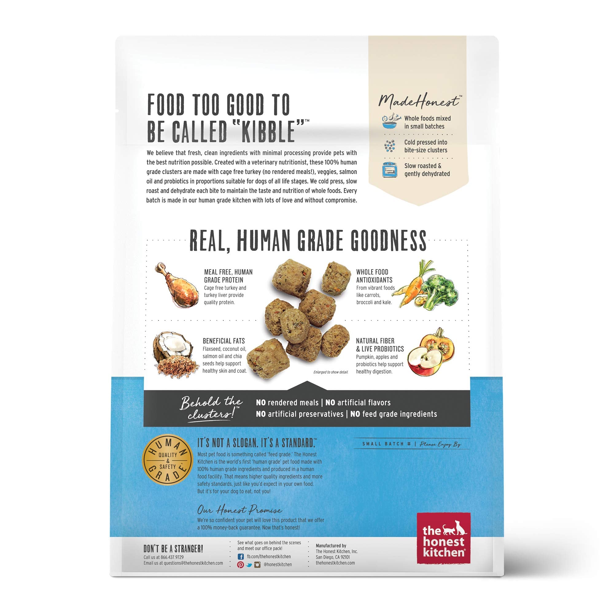 The Honest Kitchen Whole Food Clusters Grain Free Turkey Dry Dog Food, 1 lb Trial Pouch