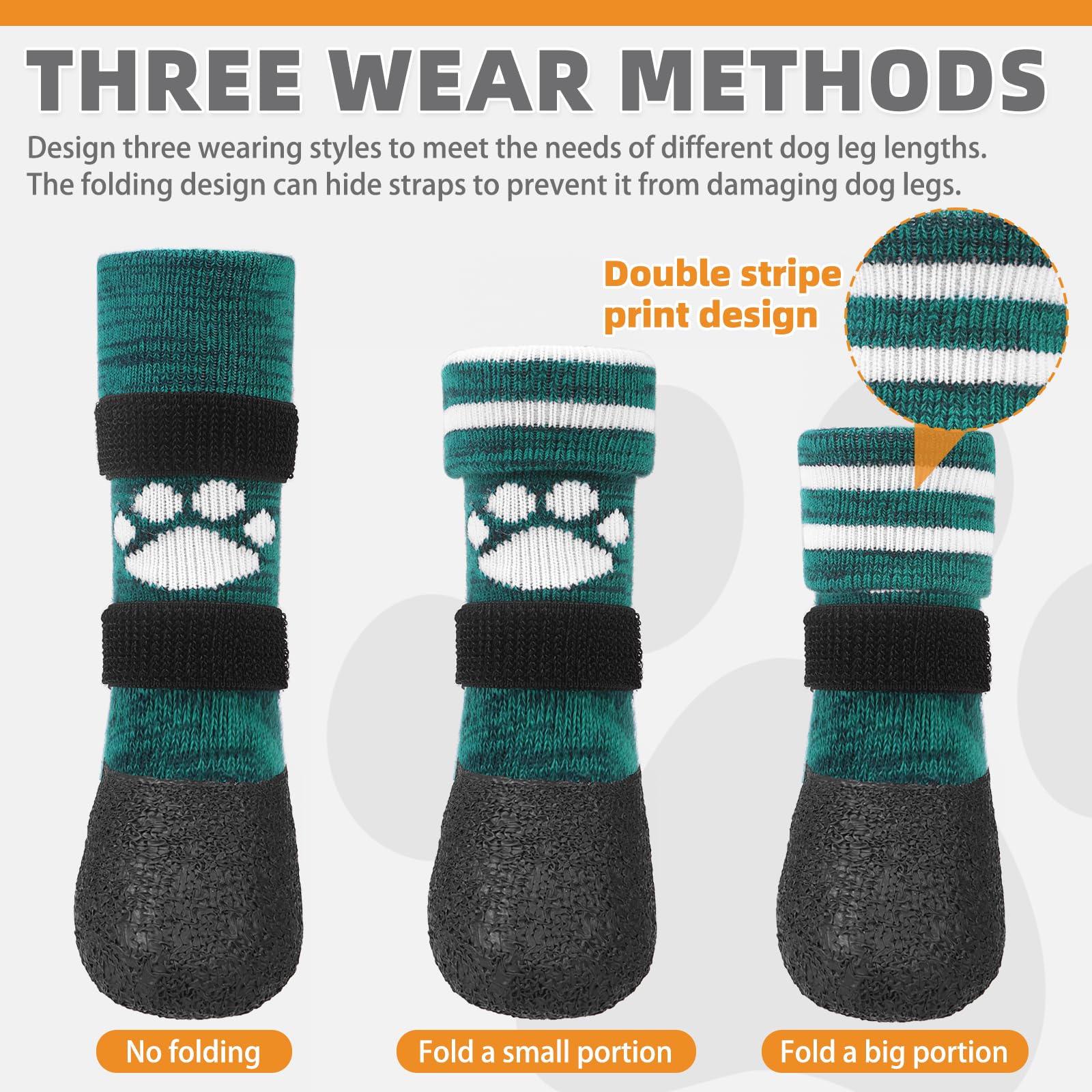 KOOLTAIL Anti Slip Dog Socks to Prevent Licking Paws for Hot/Clod Pavement, Waterproof Long Snow Dog Boots&Paw Protector with St