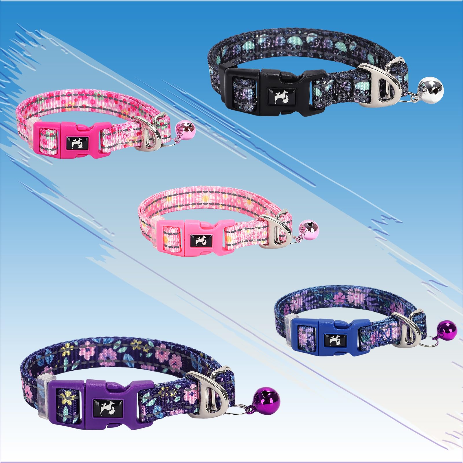 Soft Nylon Small Dogs Collar With Bell - Reflective, Adjustable & Lightweight For Xs & S Dogs, Comfortable & Safe For Everyday U
