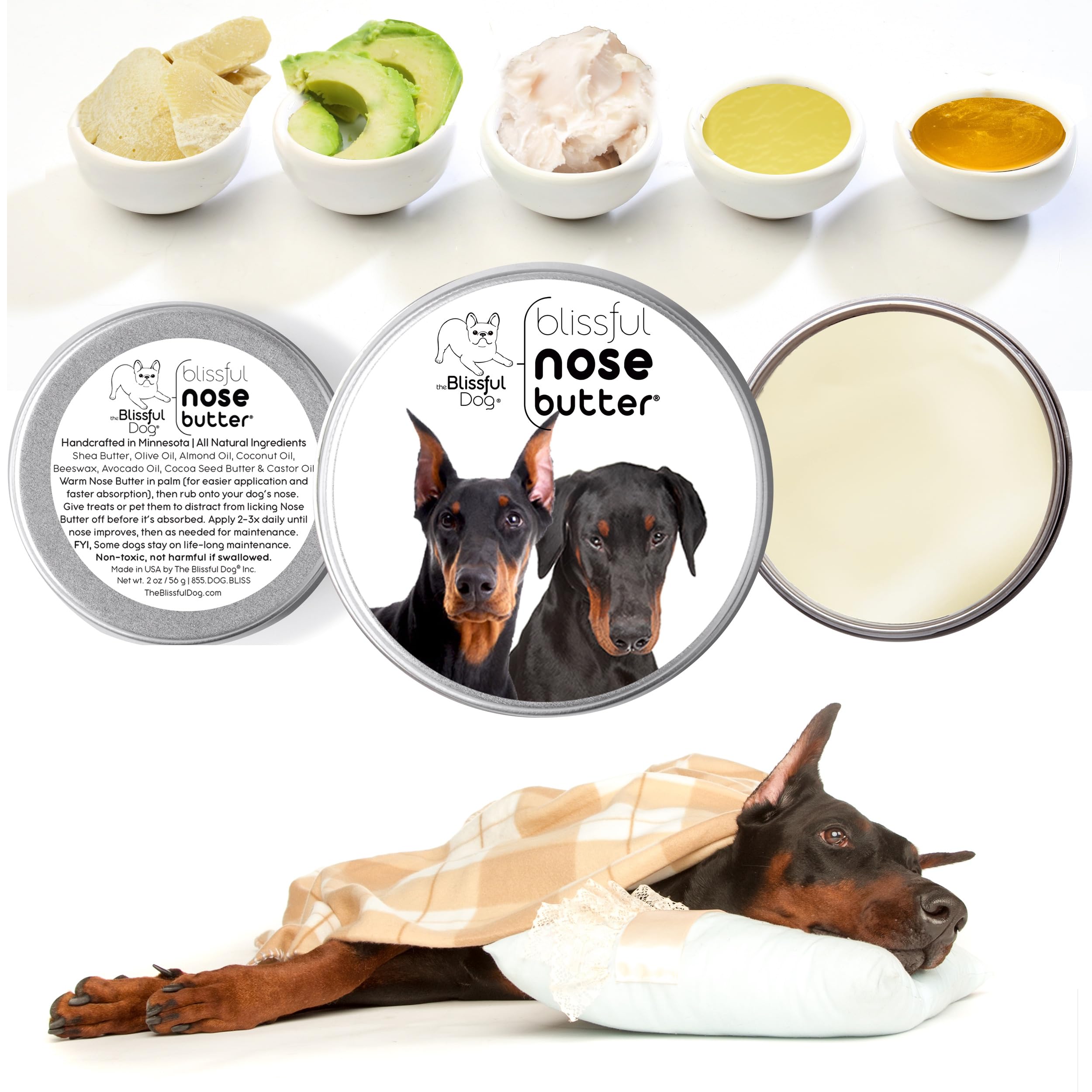 The Blissful Dog Doberman Nose Butter, Versatile Dog Nose Balm for Dry Nose, Handcrafted Nose Moisturizer, Easy-to-Apply Dog Ess