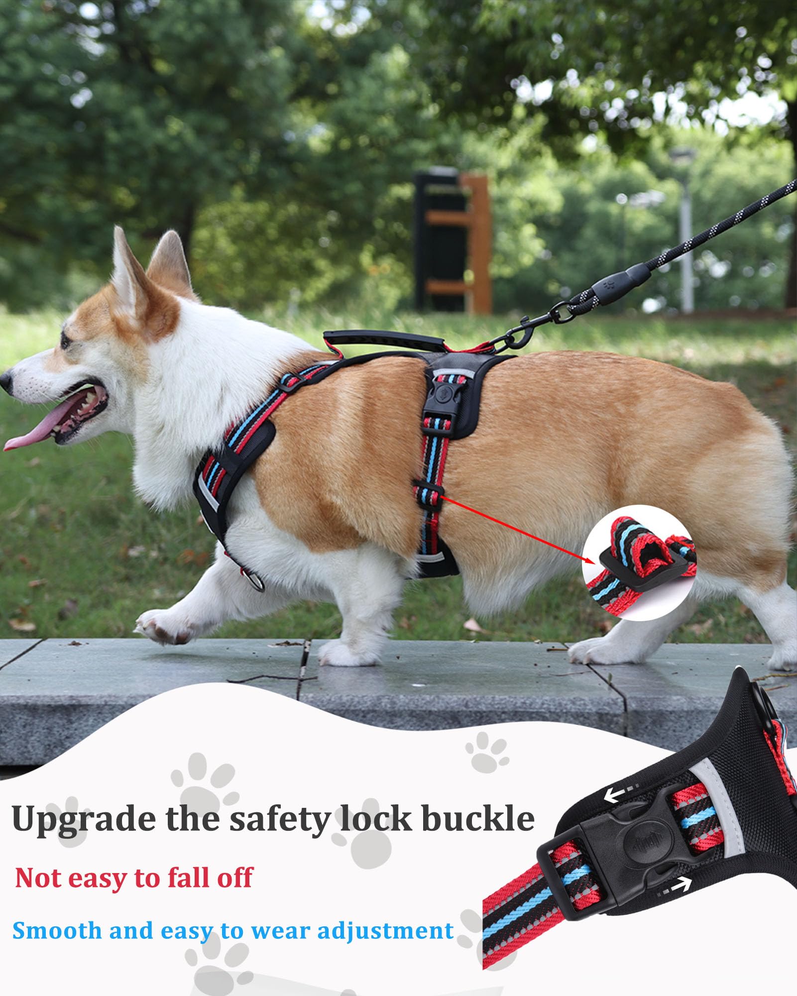 Jufoo No Pull Dog Harness With Easy Control Soft Handle For Small Medium Large Dogs,Reflective Adjustable Puppy Harness,Heavy Du