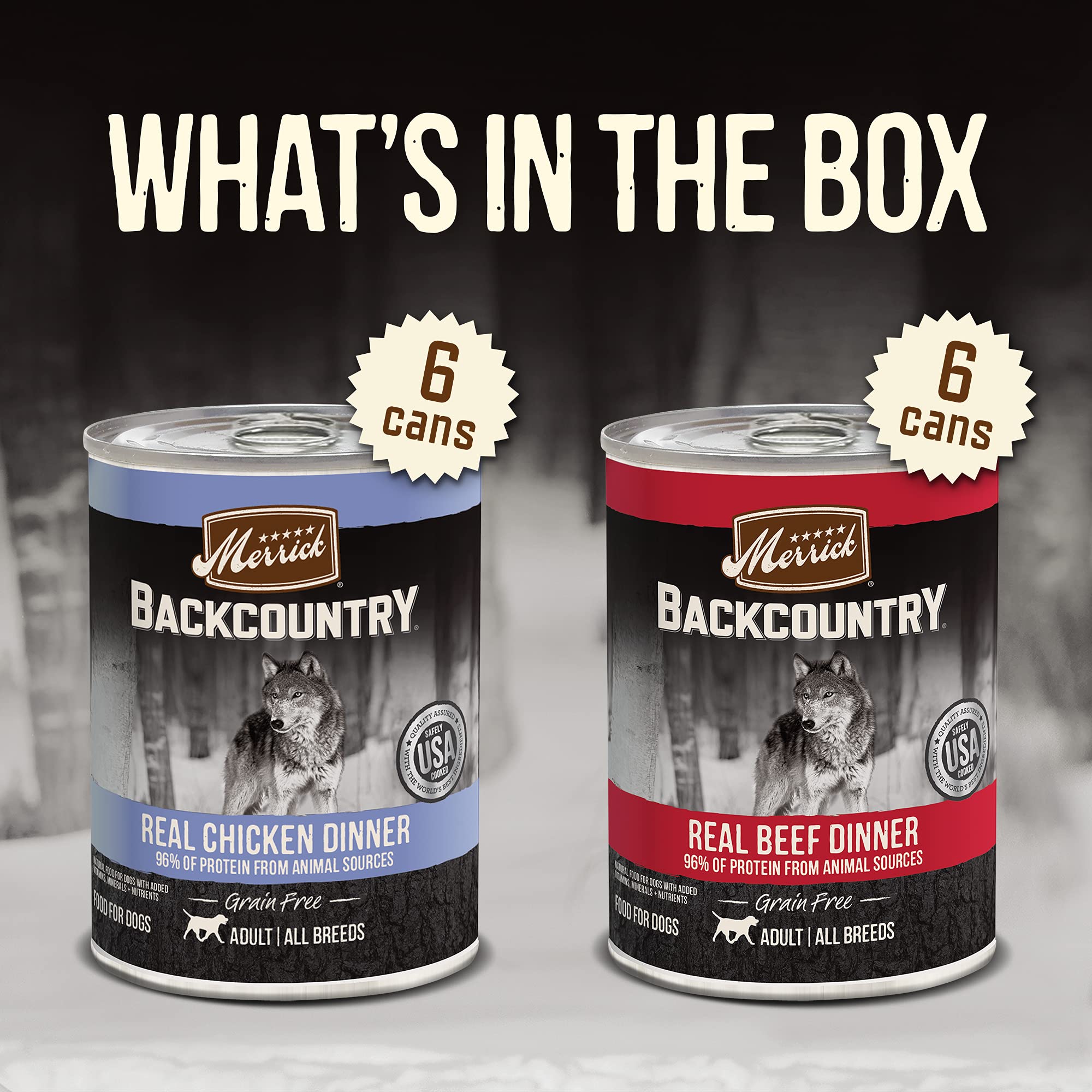 Merrick Backcountry Grain Free Premium Canned Dog Food, Variety Pack, Real Beef and Chicken Dinner Recipes - (Pack of 12) 9.5 lb