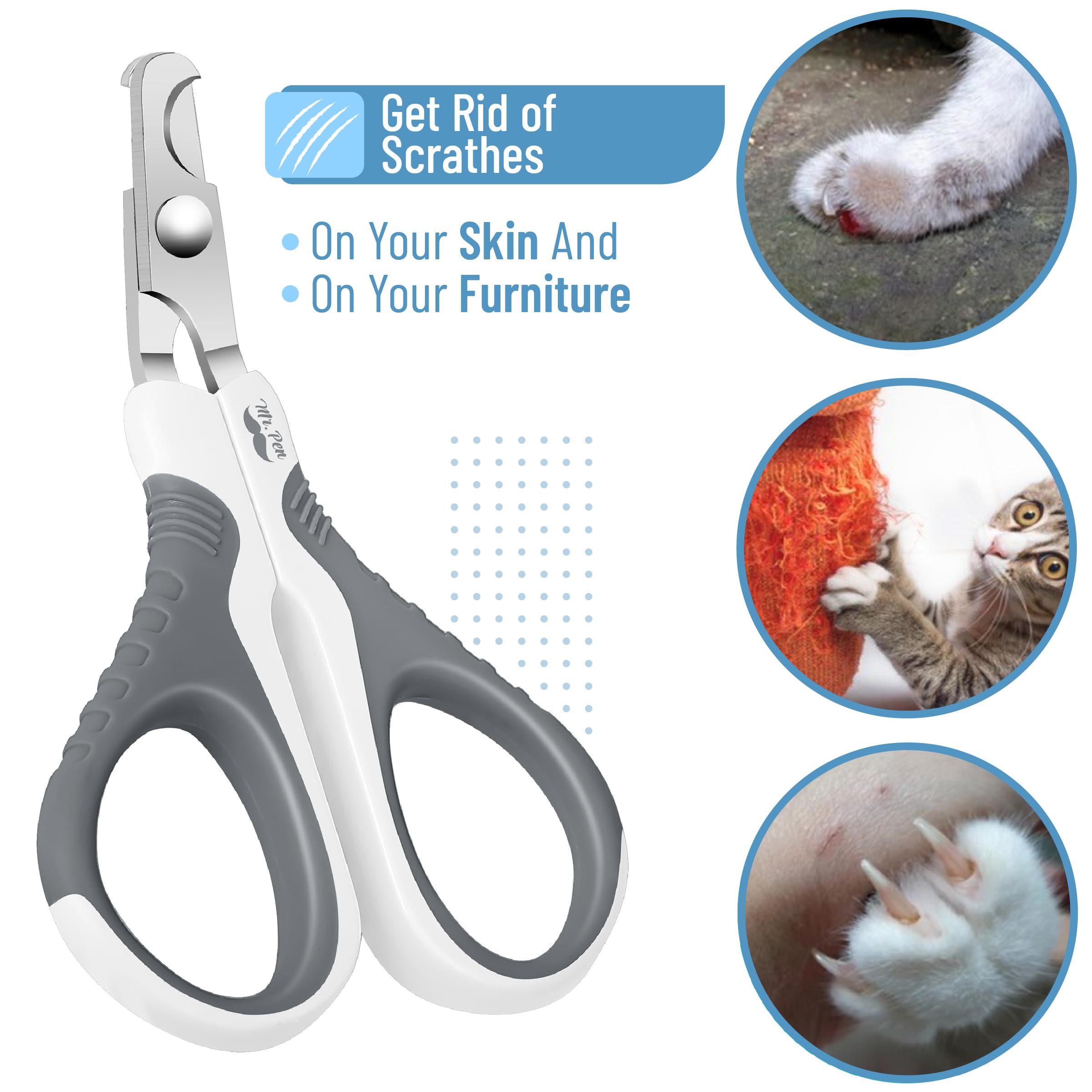 Mr. Pen- Cat Nail Clipper, White & Gray Cat Nail Trimmer, Cat Nail Clippers, Cat Claw Clippers, Cat Clippers For Nails, Pet Nail Clippers, Kitten Nail Clipper, Small Dog Nail Clipper Cat Claw Trimmer