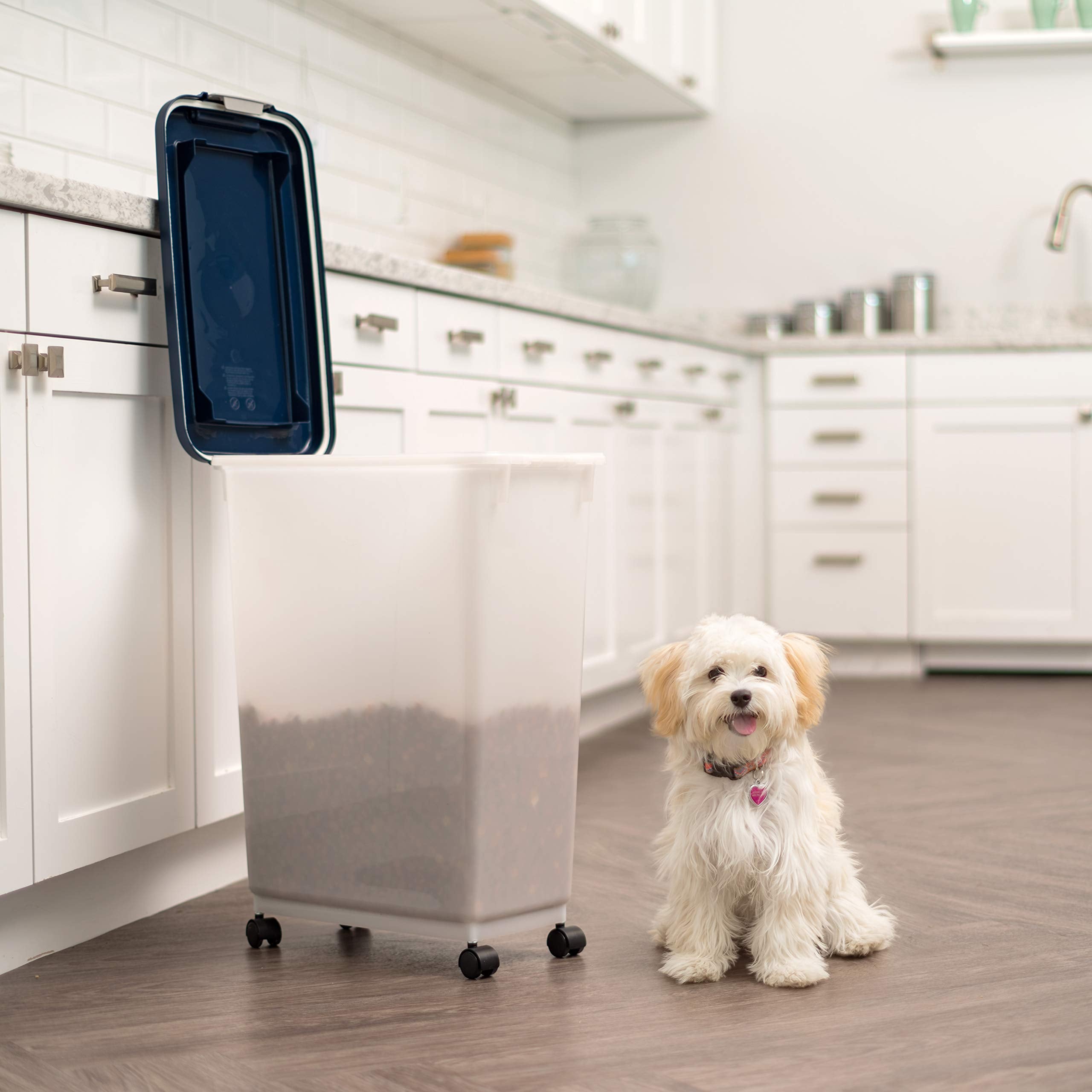 IRIS USA Airtight Dog Food Storage Container, Up to 38 lbs, Attachable Wheels, For Dog Cat Bird and Other Pet Food Storage Bin,