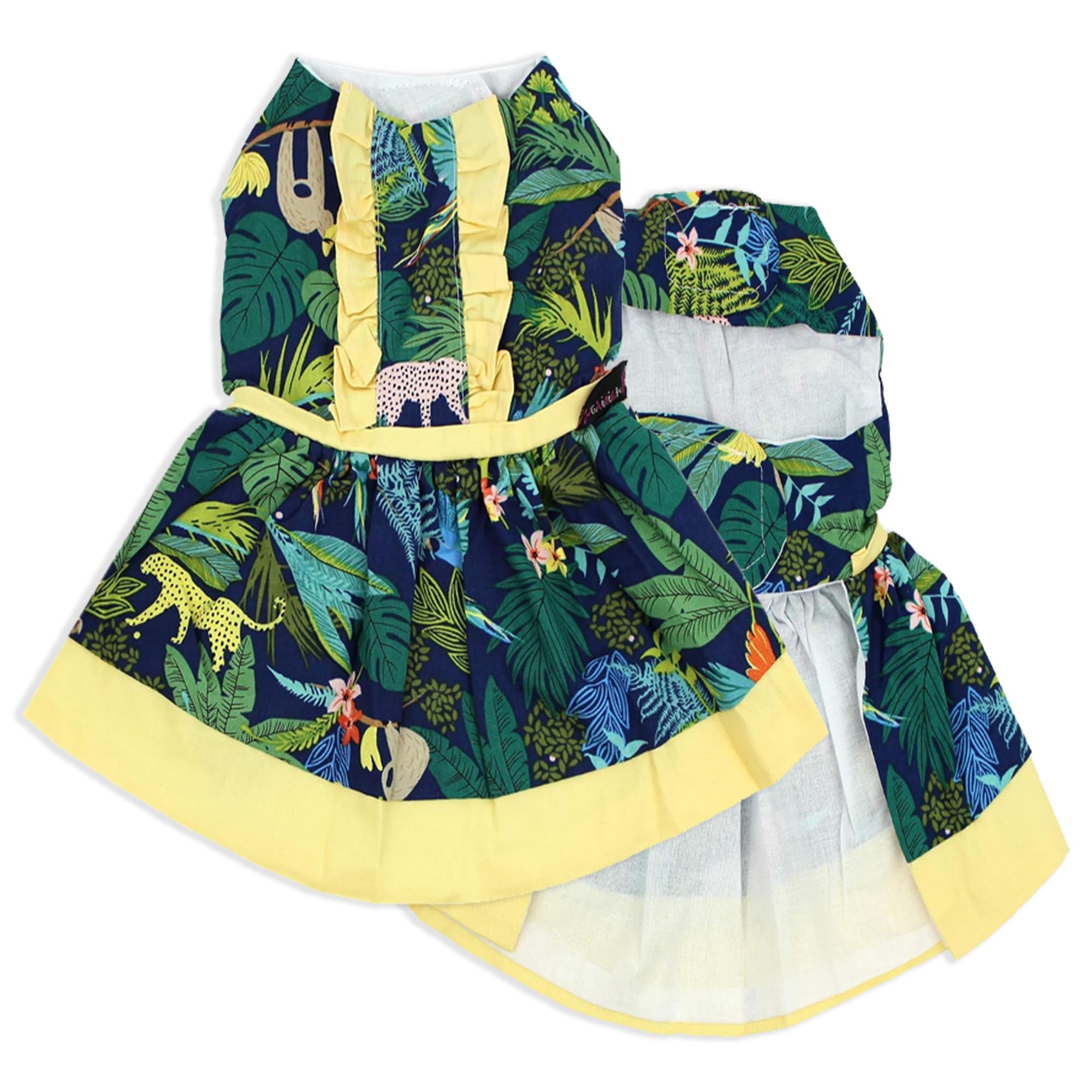Parisian Pet Amazonia Leafy Dog Summer Dress By Magic Strap Closure For Large Dogs Girl