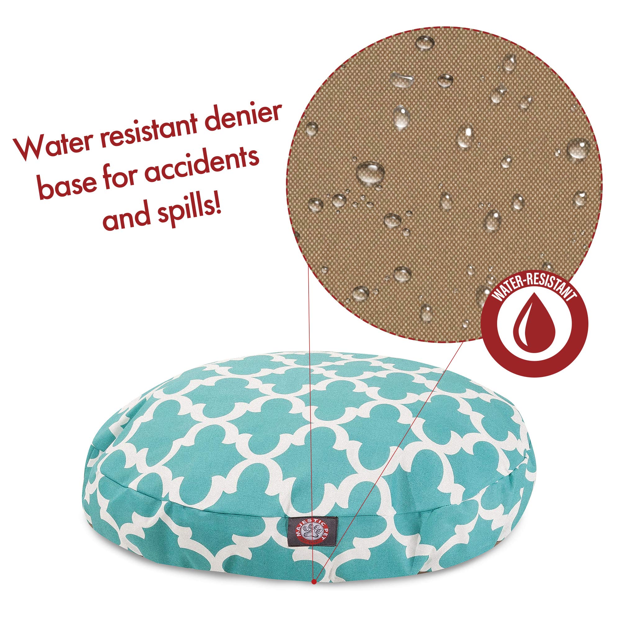 Teal Trellis Small Round Indoor Outdoor Pet Dog Bed With Removable Washable Cover By Majestic Pet Products