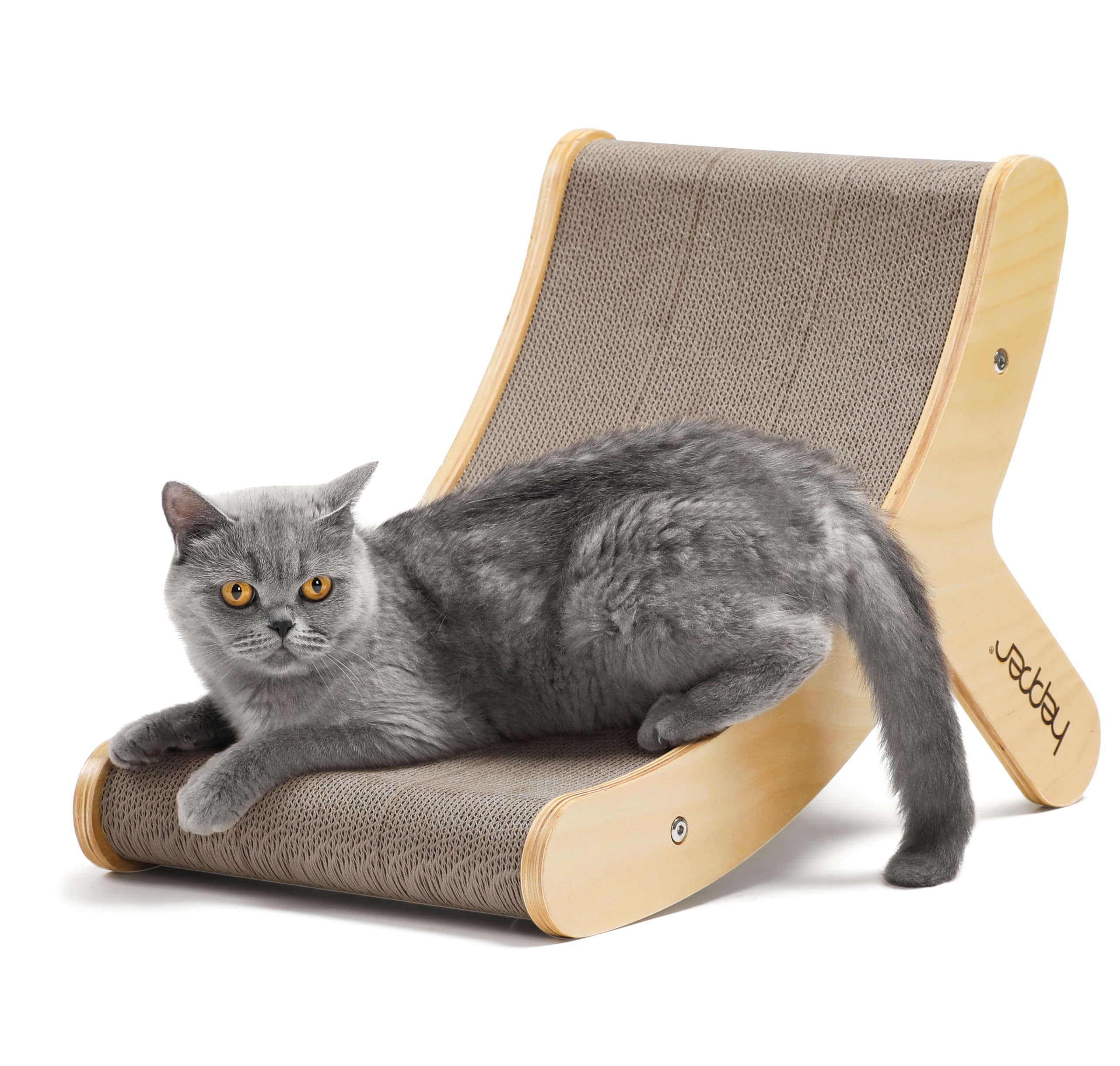 Hepper Hi-Lo Cardboard Cat Scratcher With Real Wood & Metal Frame - 3-Position Cat Scratchers For Indoor Cats - Curved Cat Scrat