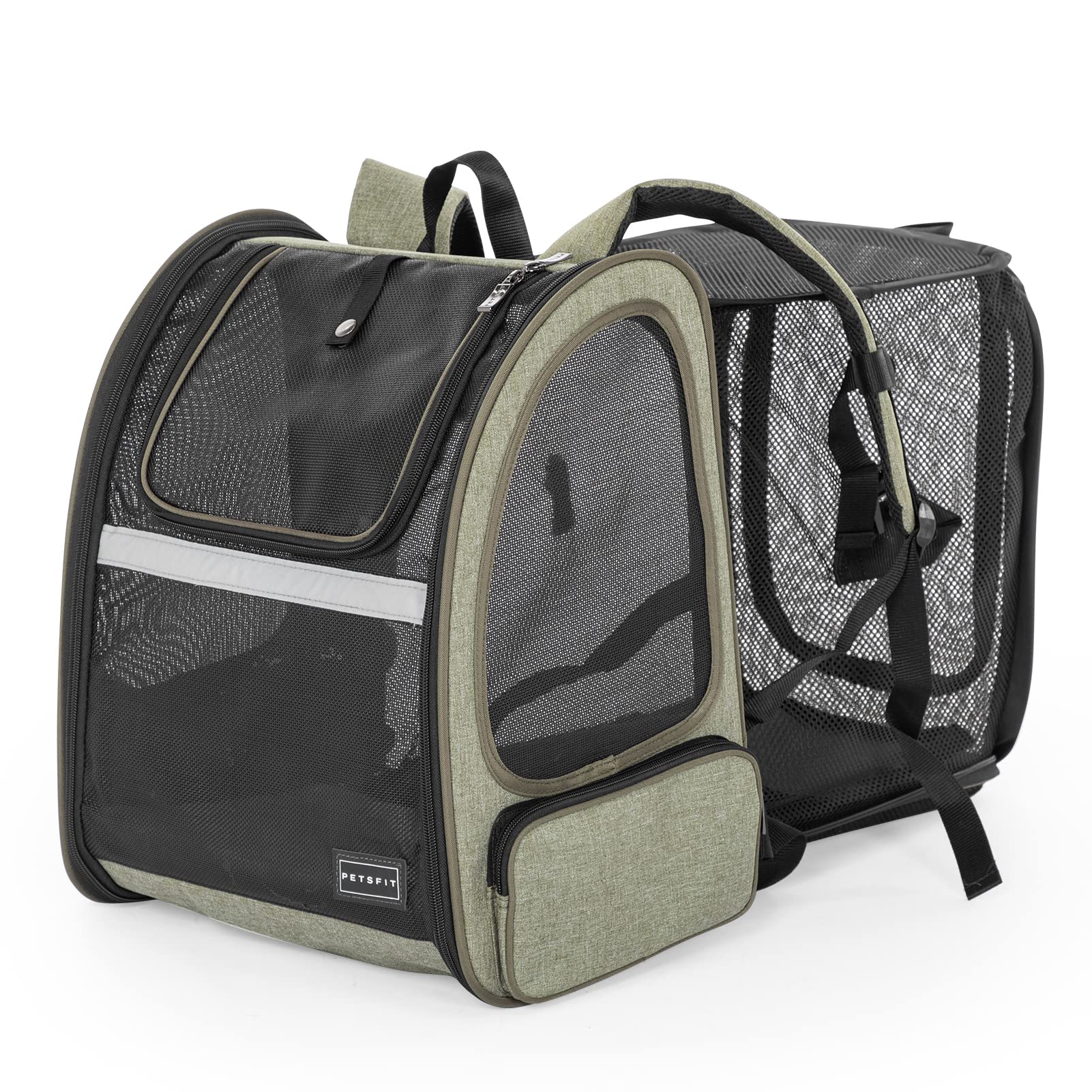 Petsfit Cat Backpack Carrier,Dog Carrier Backpacks Expandable with Great Ventilation,Fleece Mat,Perfect for Hiking,Camping Hold 
