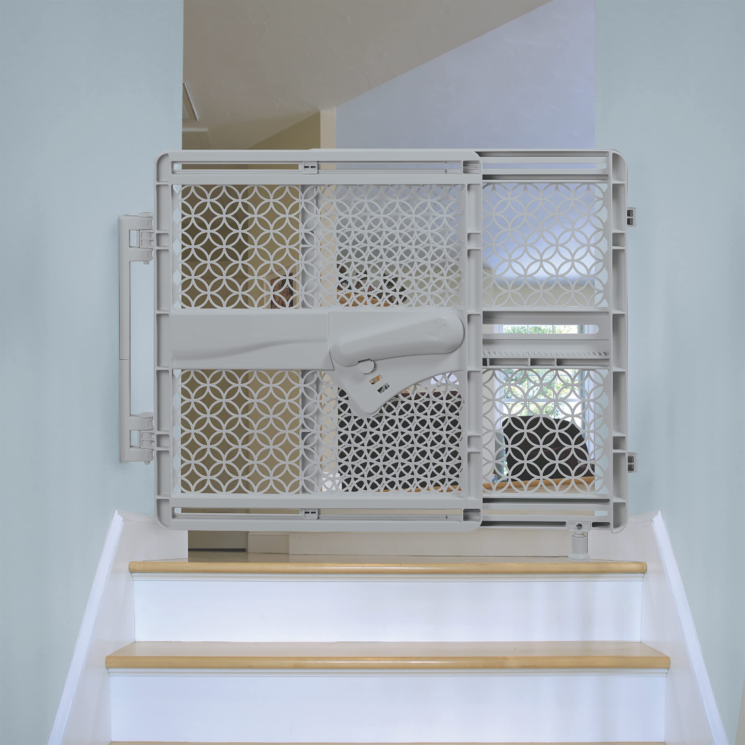 Summer Infant Indoor & Outdoor Multi Function Walk-Thru Baby Gate, Fits Openings 27.5'-42' Wide, Gray Plastic, For Doorways And Stairways, 28” Tall Walk-Through Baby And Pet Gate