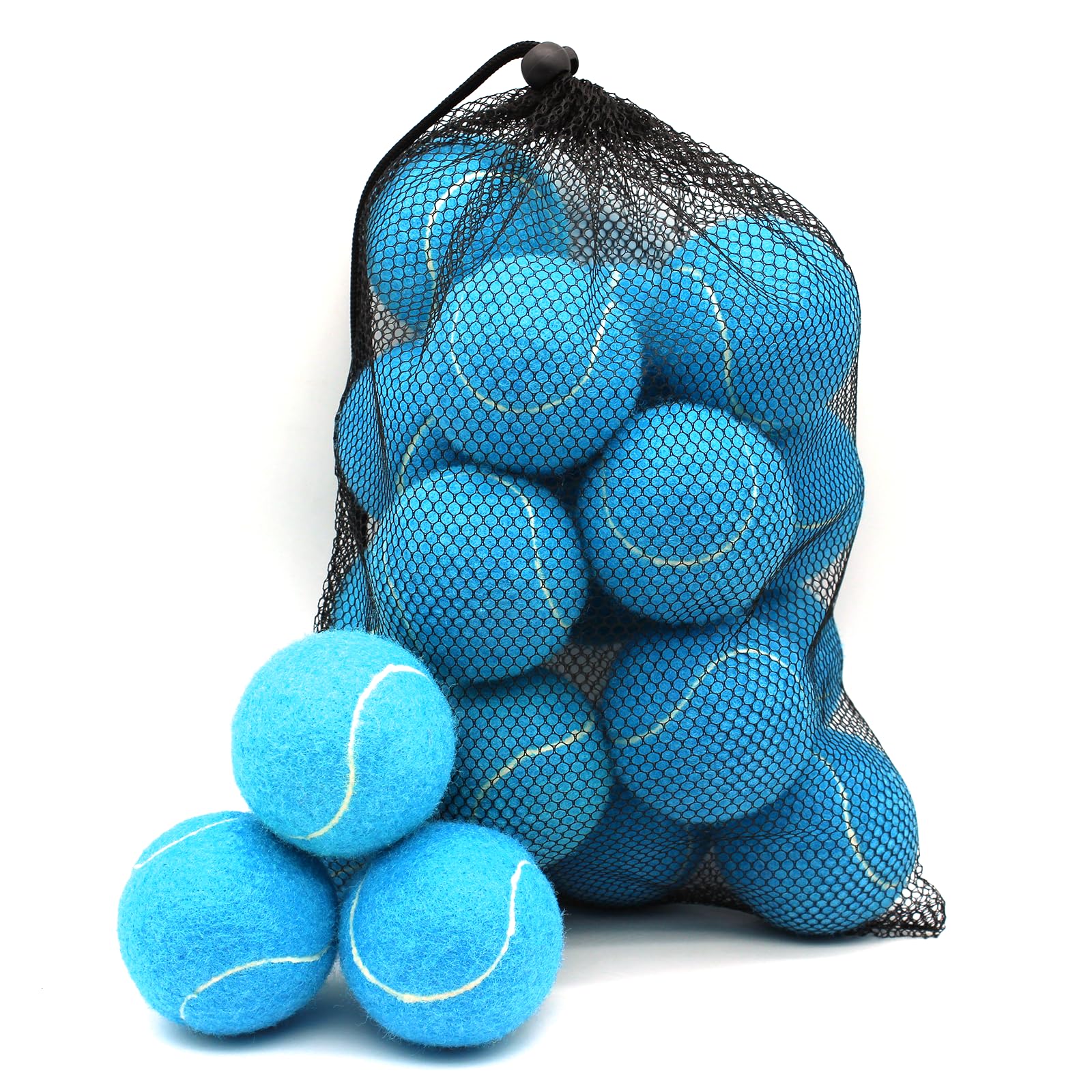 Swingers 20 Pack Training Tennis Balls For Beginner, High Elasticity Exercise Balls For Pet Dog, With Mesh Carry Bag (Light Blue