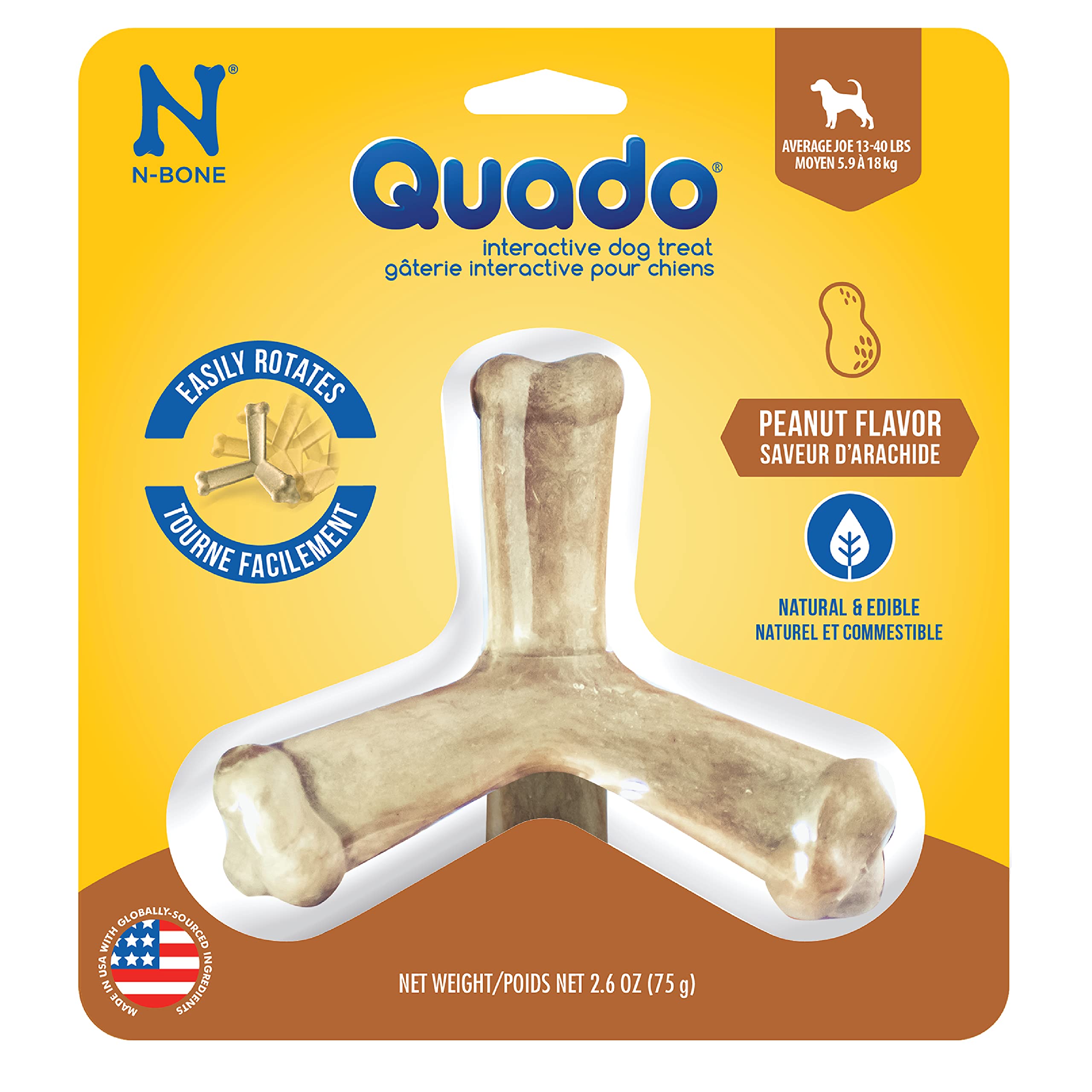 N-Bone Quado Dog Treat Peanut Flavor Average Joe