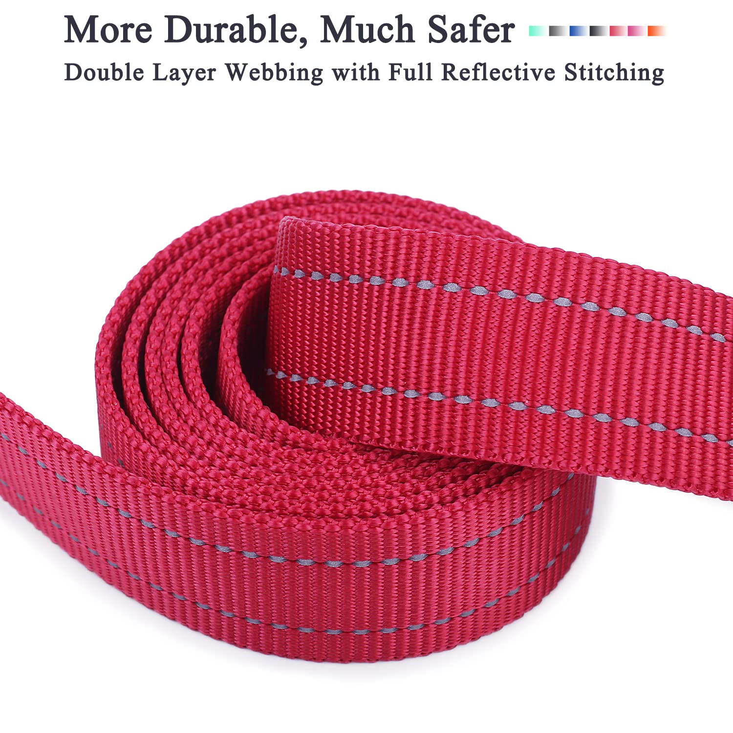 VIVAGLORY Dog Leash with Comfortable Padded Handle, Heavy Duty Reflective for Safety Walking with Medium & Large Dogs