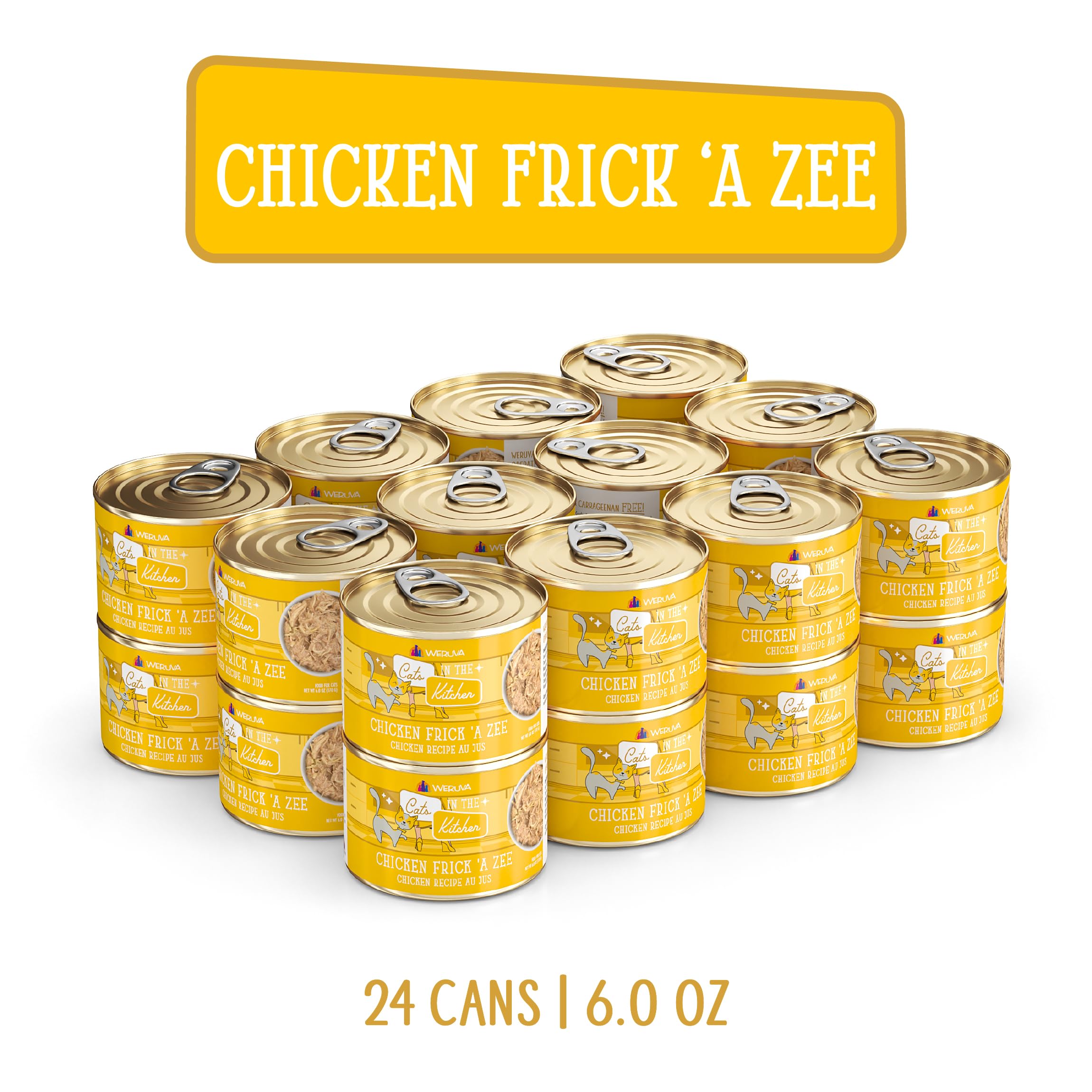 Weruva Cats in The Kitchen, Chicken Frick A Zee with Chicken Au Jus Cat Food, 6oz Can (Pack of 24)