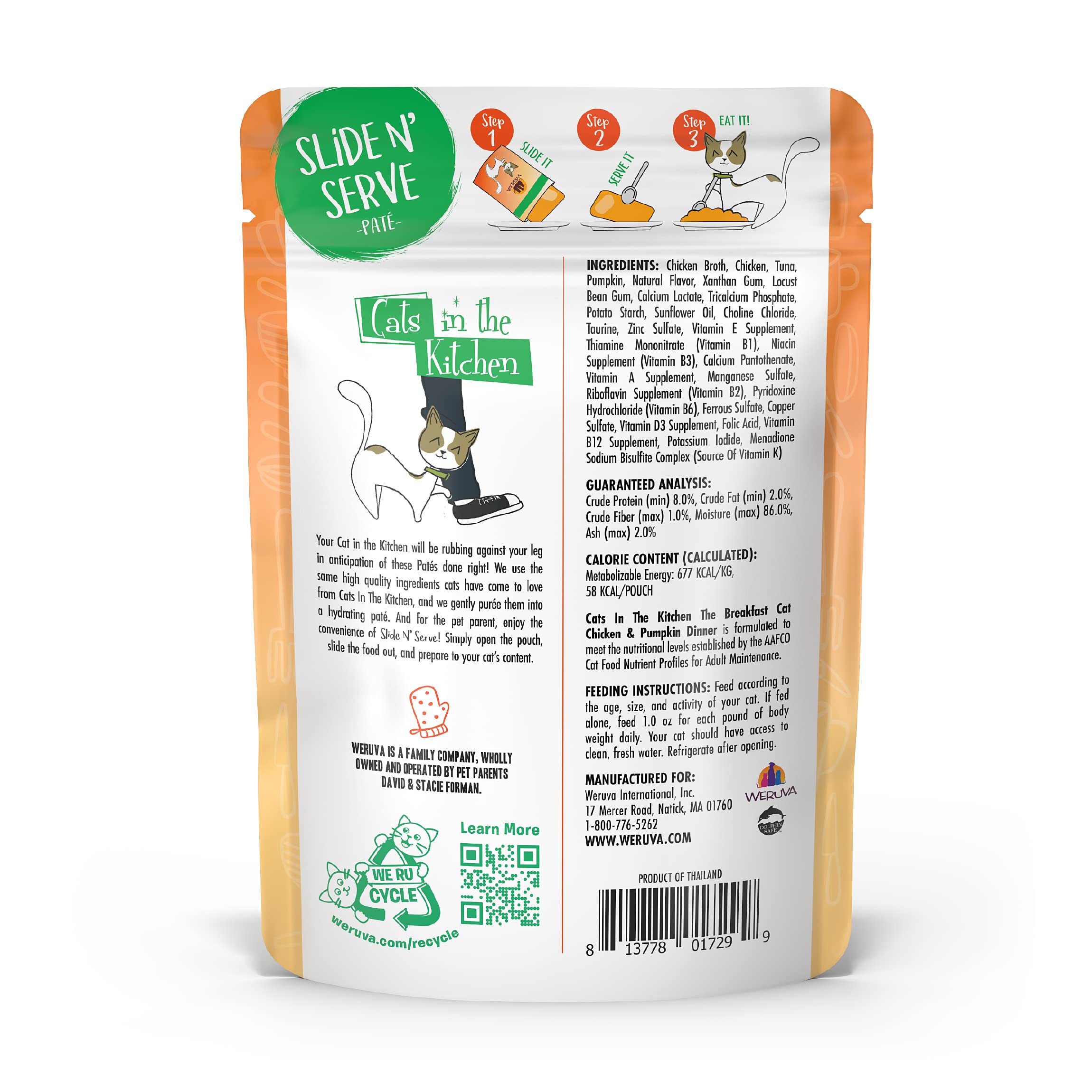 Weruva Cats in The Kitchen Pat  , The Breakfast Cat with Chicken & Pumpkin, 3oz Pouch (Pack of 12)