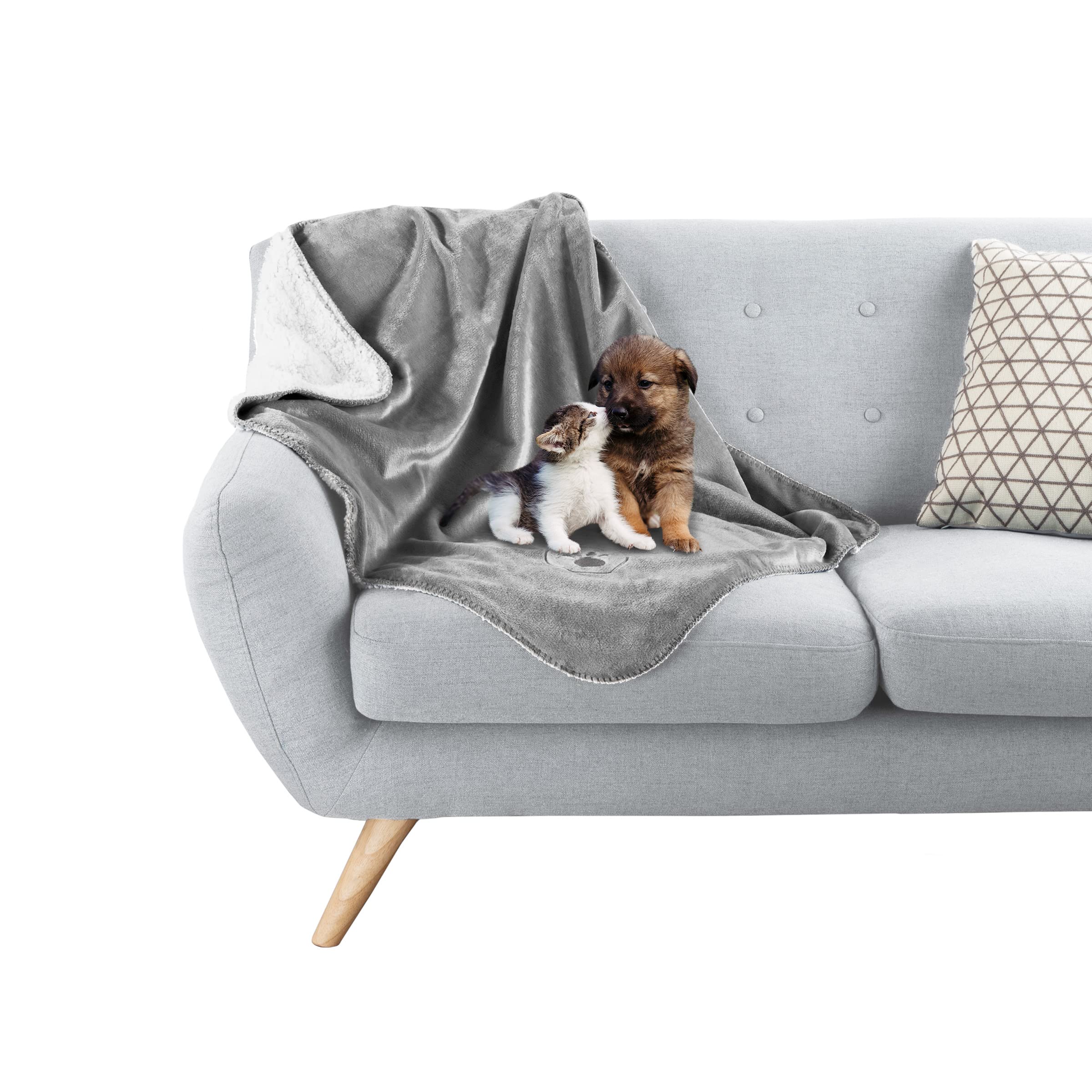Petmaker Waterproof Pet Blanket - 30X40-Inch Reversible Sherpa Fleece Throw Protects Couches, Cars, And Beds From Spills, Stains
