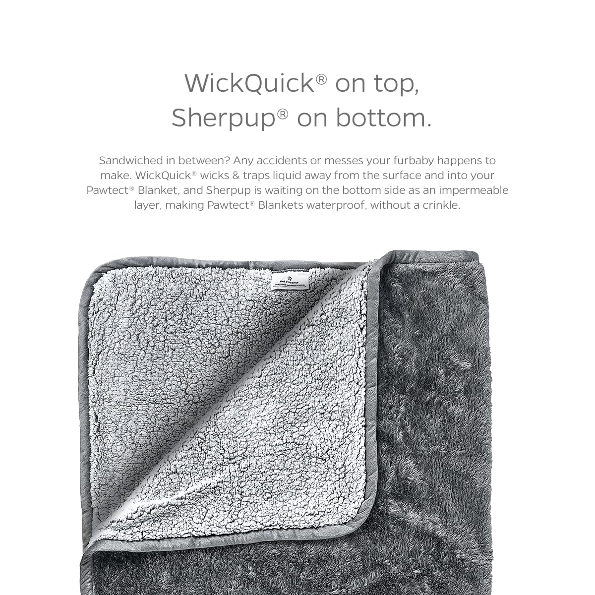 Pet Parents Pawtect Premium Waterproof Cat & Dog Blanket With Wickquick & Sherpup Technology, Puppy & Cat Blanket, Slate 50X60