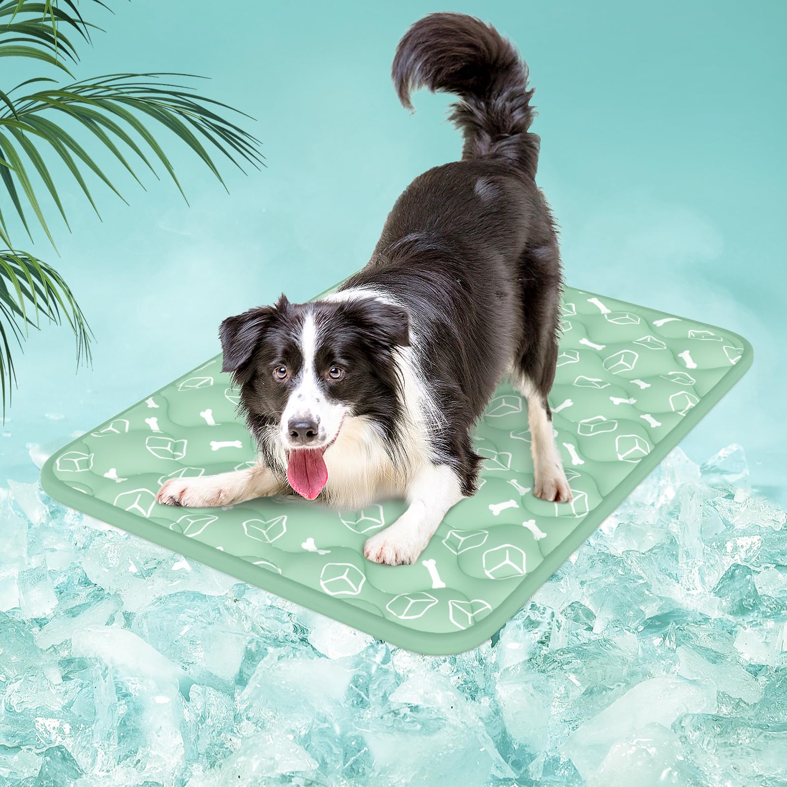Rywell Dog Cooling Mat 2.0, Nature Green,36 x 27 Thick & Durable Cooling Mat for Large Dogs, Long-Lasting Cool with Waterproof &