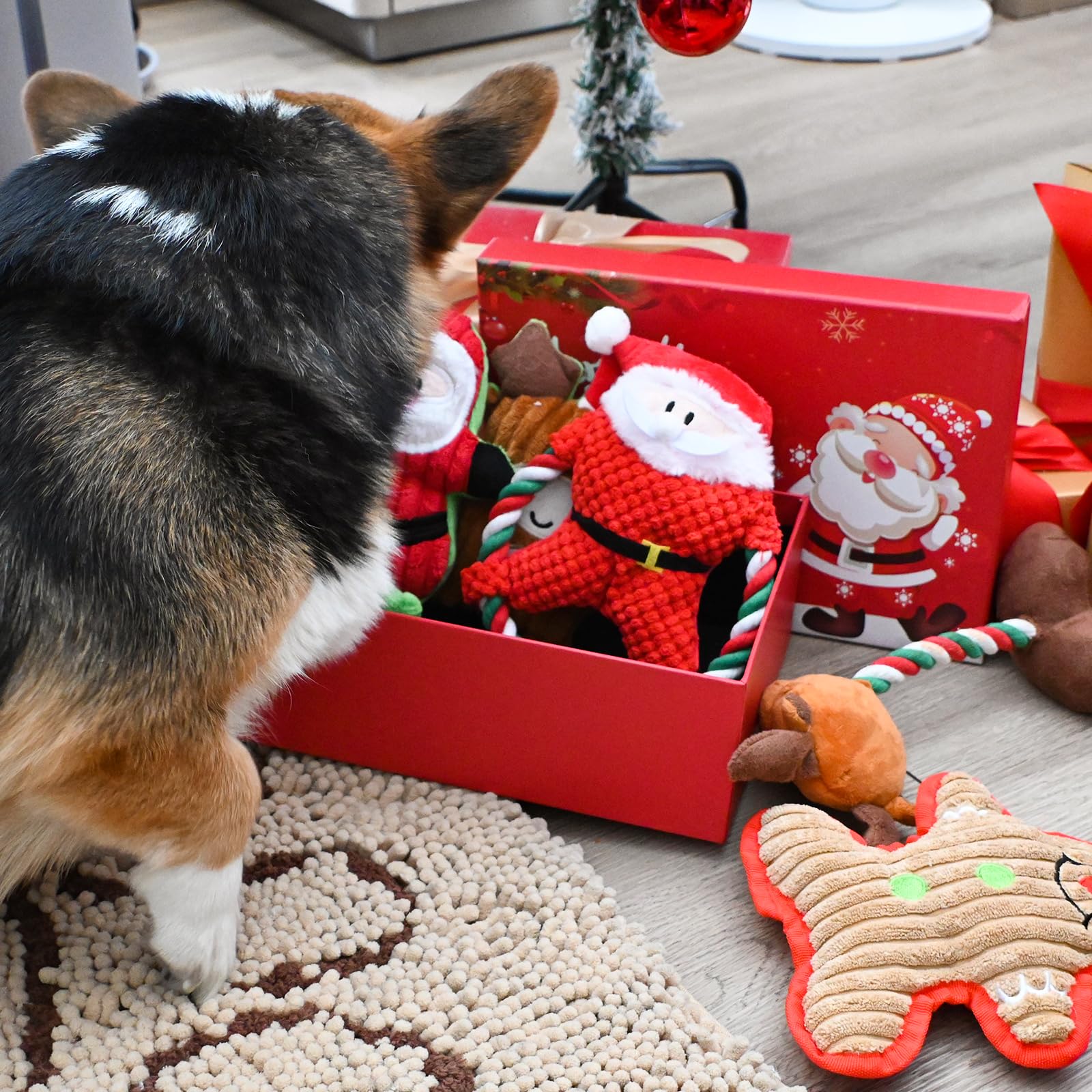 Kingrock Christmas Plush Squeaky Toys For Large Dogs, 6 Pack For Aggressive Chewers, Cute Puppy Toys With Cotton