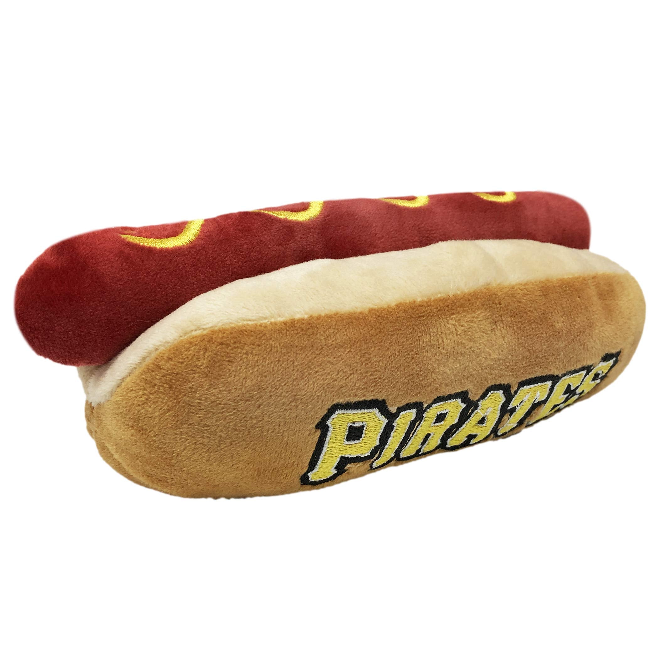 Pets First Mlb Pittsburgh Pirates Plush Dog Toys - Stadium Theme Snacks - Cutest Plush Hot-Dog Toy For Dogs & Cats With Inner Sq