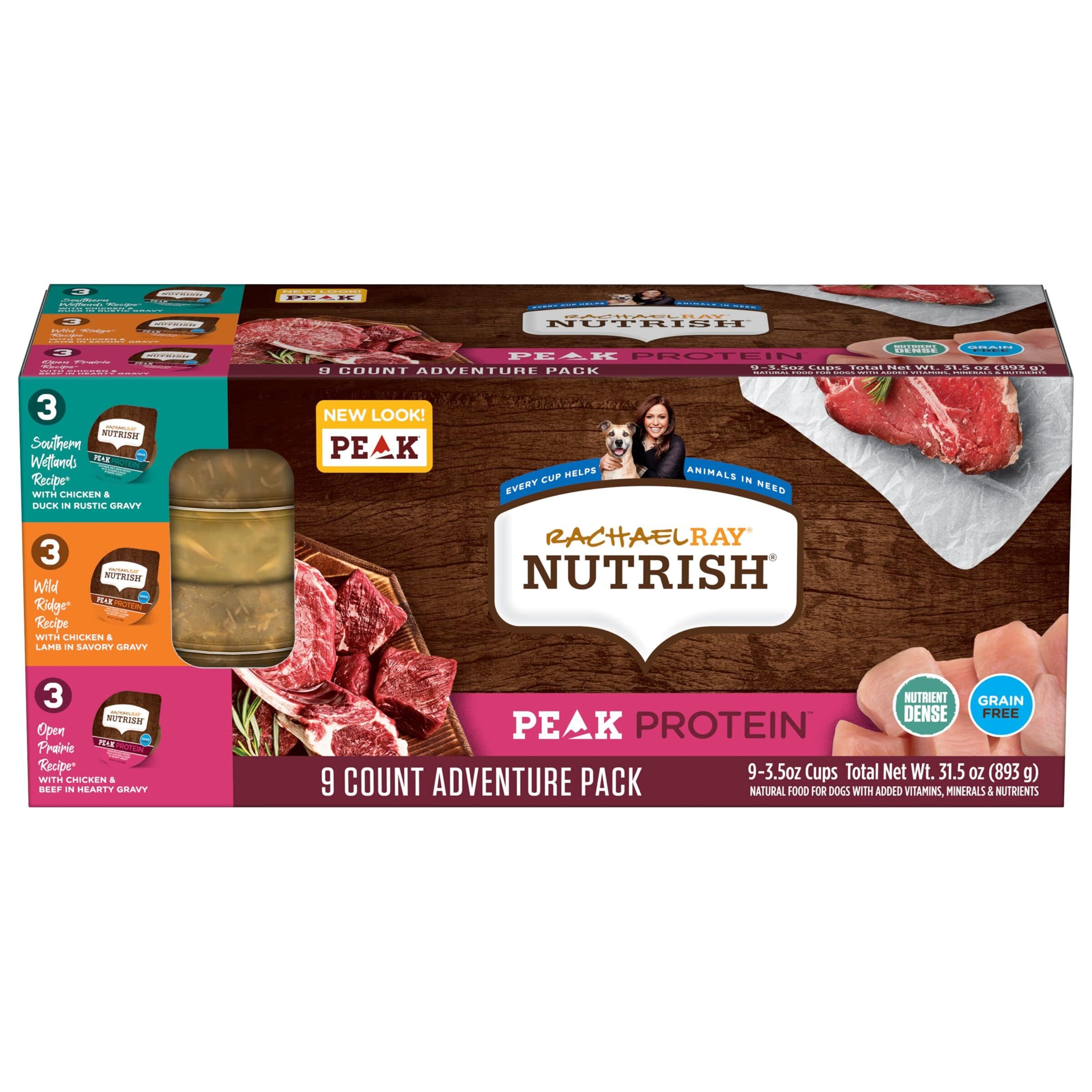 Rachael Ray Nutrish Peak Natural Wet Dog Food with Added Vitamins, Minerals & Other Nutrients, Adventure Pack Variety, 3.5 Ounce