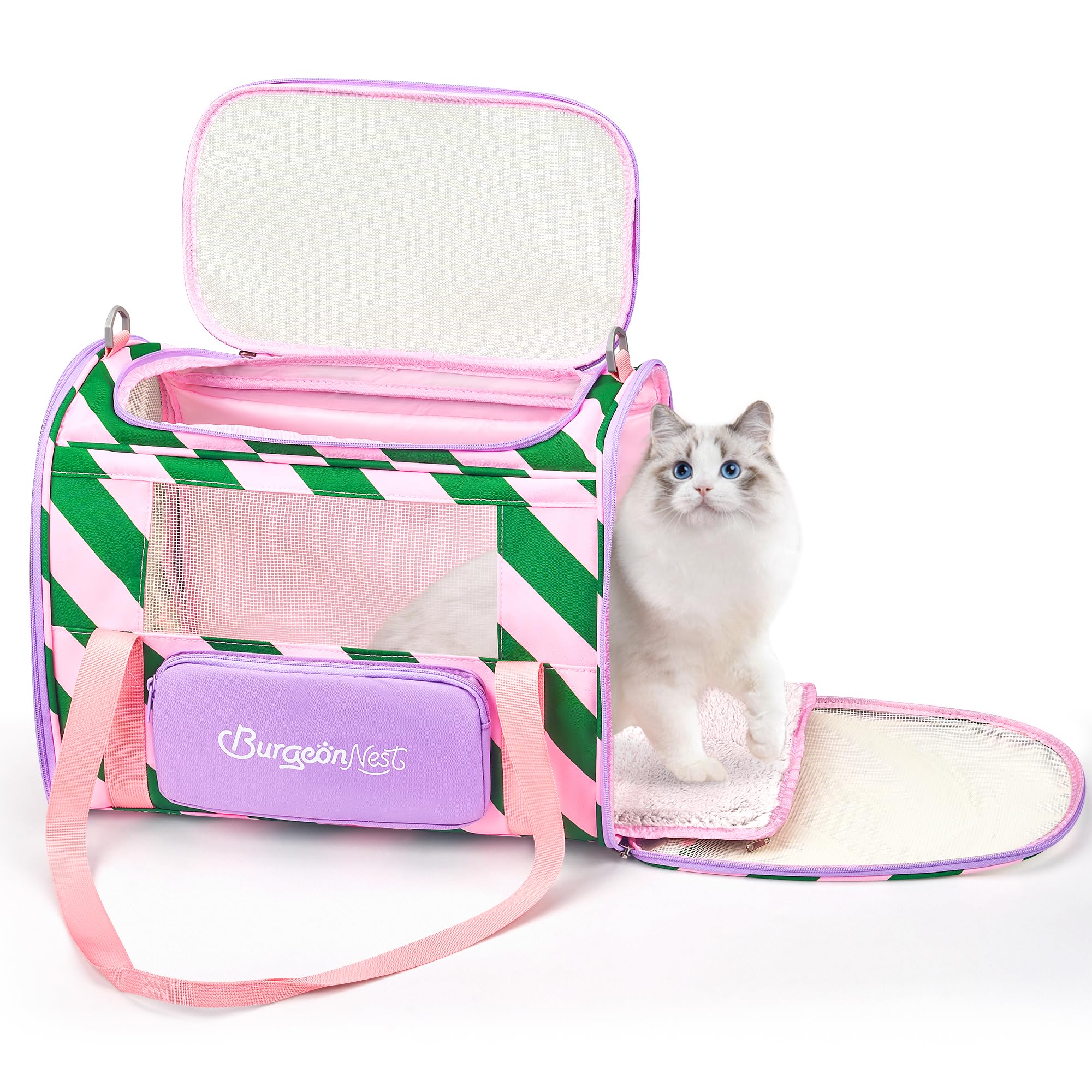 BurgeonNest Cat Carrier, Dog Cat Carriers for Large Medium Cats Under 20 lbs, Soft Sided Pet Carrier, Collapsible Travel Carry P