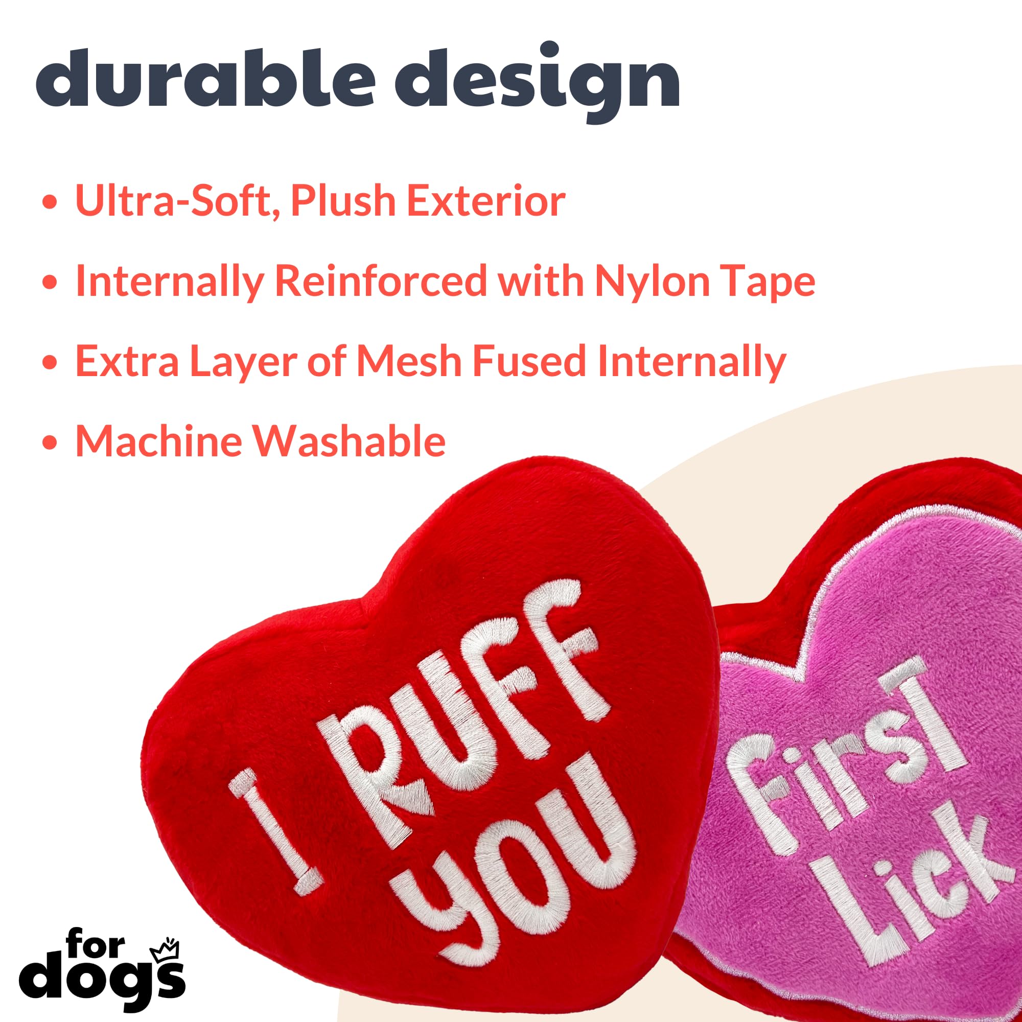 Huxley & Kent For Dogs - First Lick Heart (Large) - Double Sided Valentine'S Day Power Plush Funny Dog Toy With Squeaker - Fun,