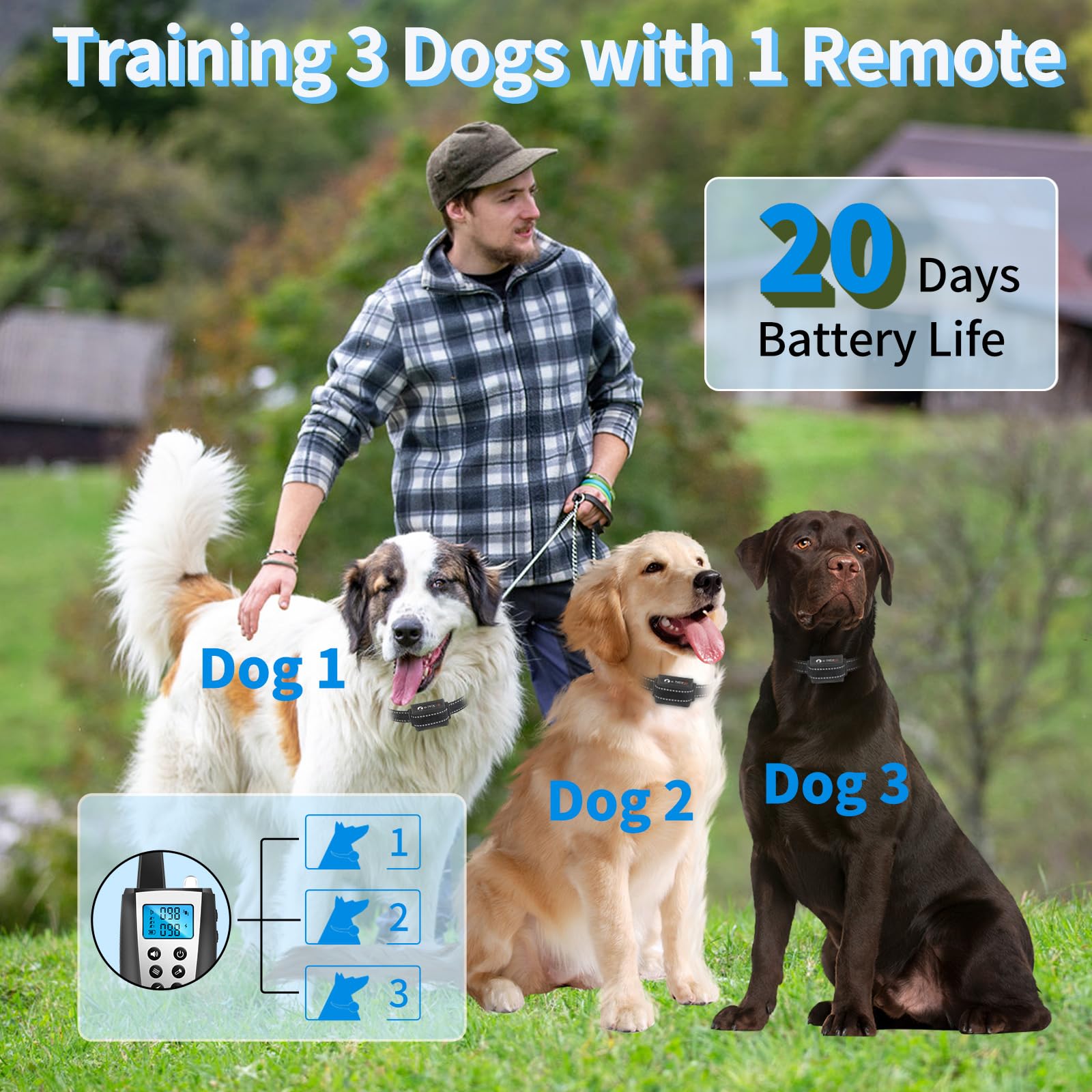 Paipaitek 2 In 1 Dog Bark Collar And Training Collar - Smart Bark And Shock Collar Combo, Automatic Bark Collar For Large Dog Wi