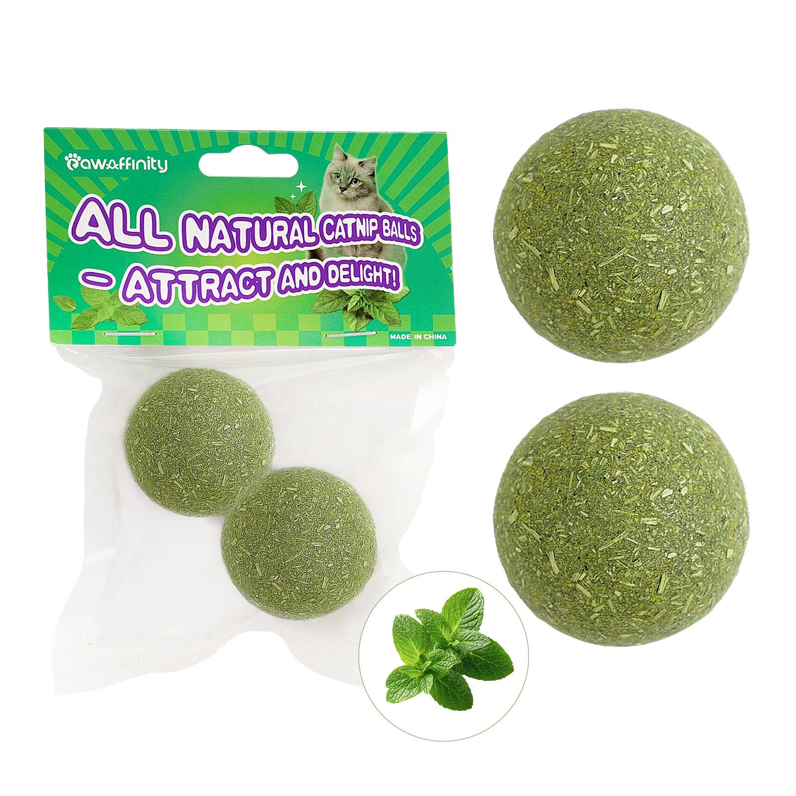 PawAffinity Natural Catnip Balls - 2 Pack