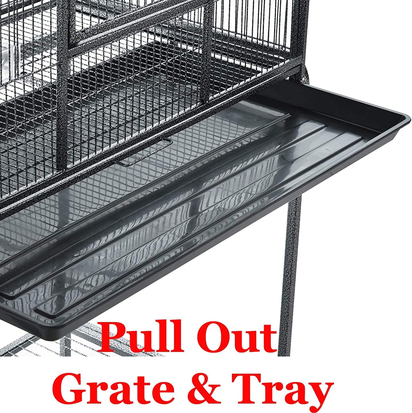 64' Extra Large Tight 1/2-Inch Bar Spacing Wrought Iron Flight Canary Parakeet Cockatiel Lovebird Finch Home Cage Side Nesting Box Doors With Removable Rolling Stand