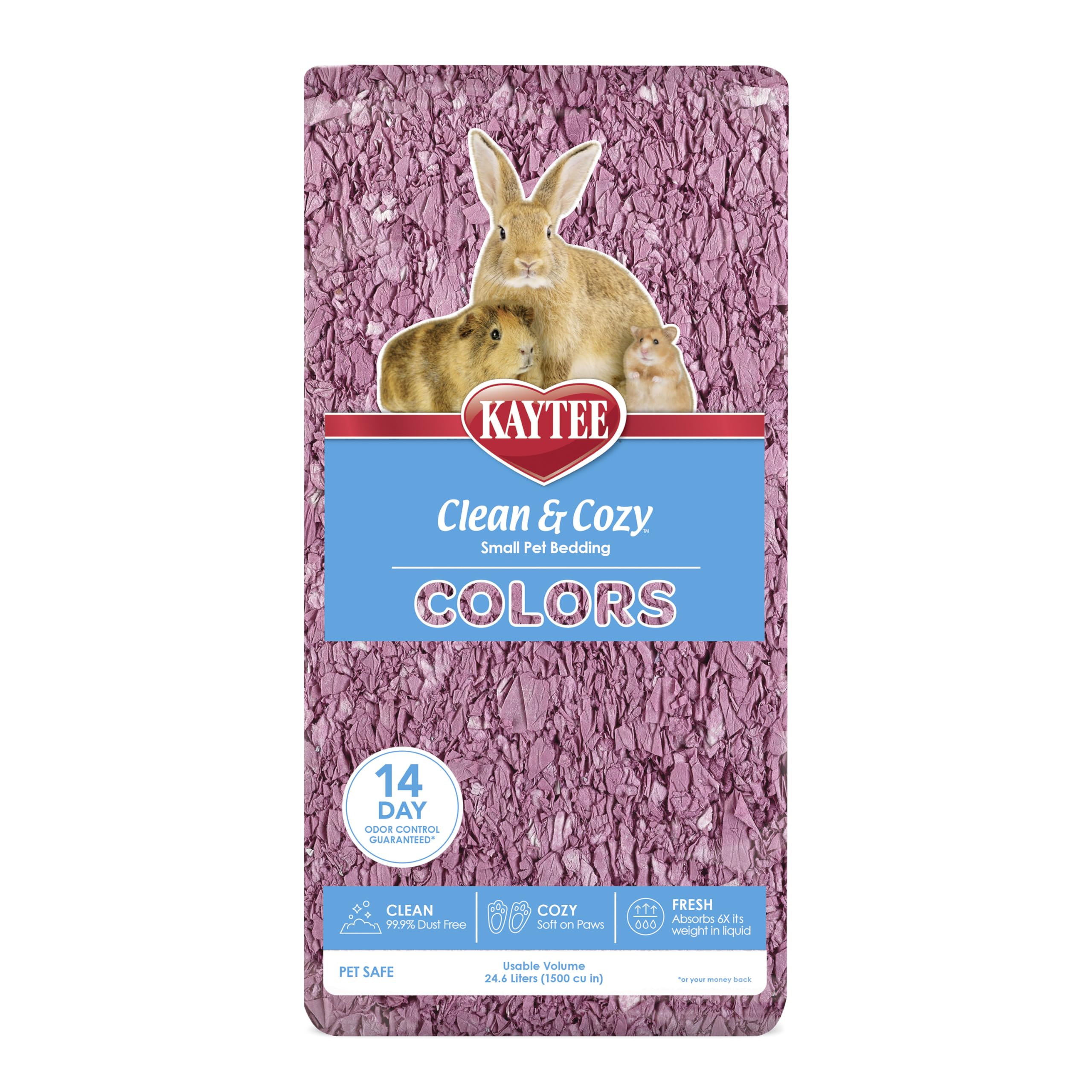 Kaytee Clean & Cozy Colors, Small Animal Bedding With Extreme Odor Control, Plum, 24.6 Liters