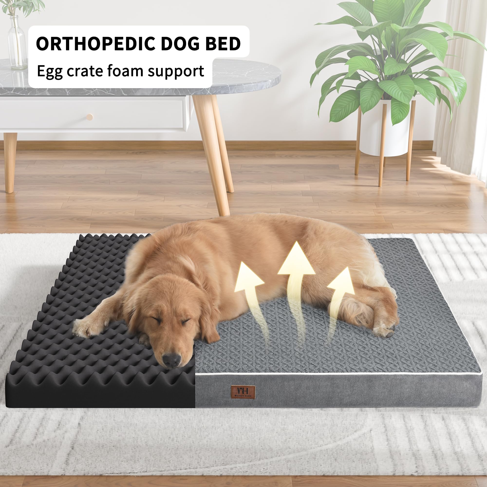 Orthopedic Dog Bed - Extra Large Dog Bed, Waterproof & Washable W/Removable Pet Bed Cover,Dog Beds Large W/Egg Crate Foam Suppor