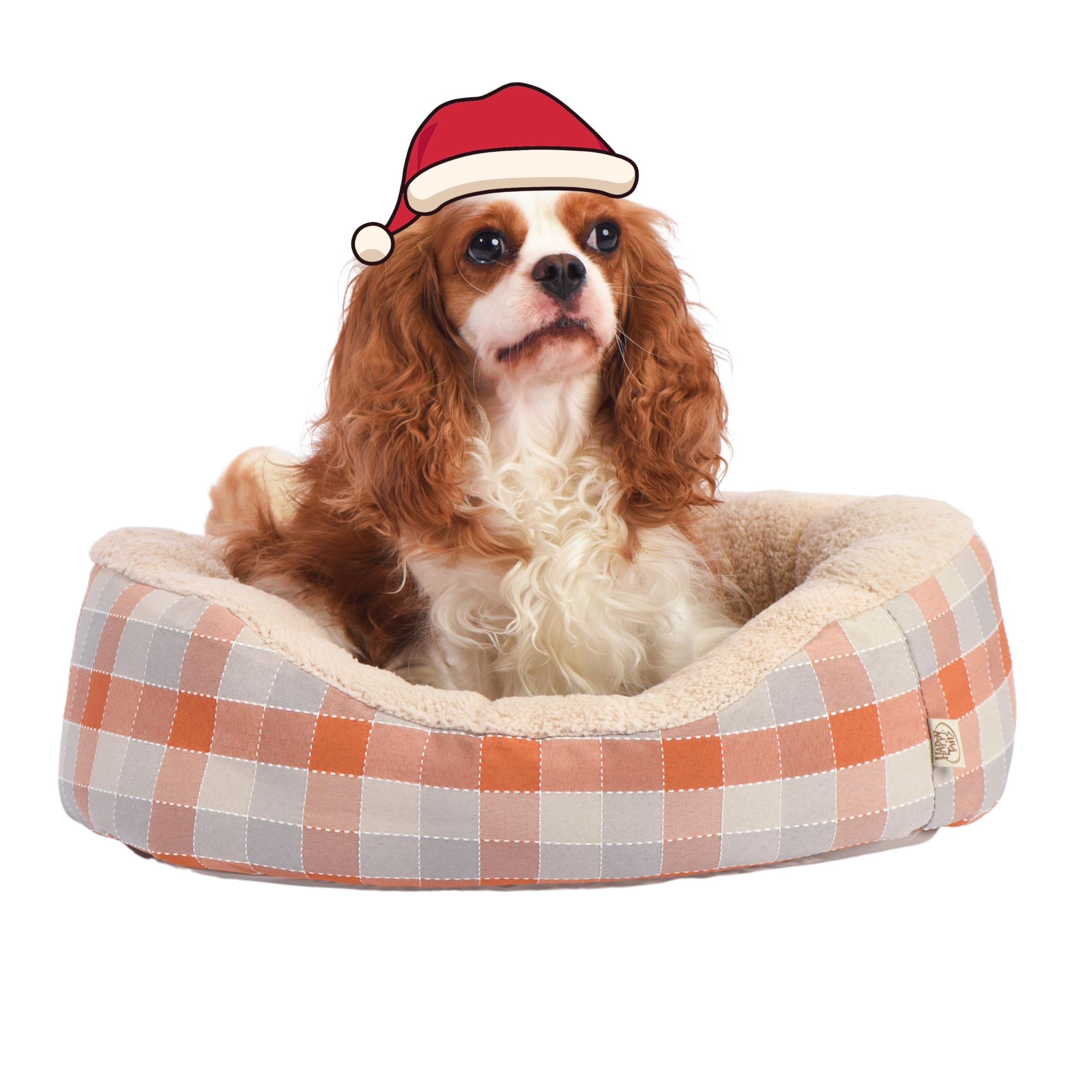 Fluffydream Cute Calming Cuddler Dog Bed, Dog Sofa Bed, Up To 25 Lbs, 21'' X 17'', Orange And White