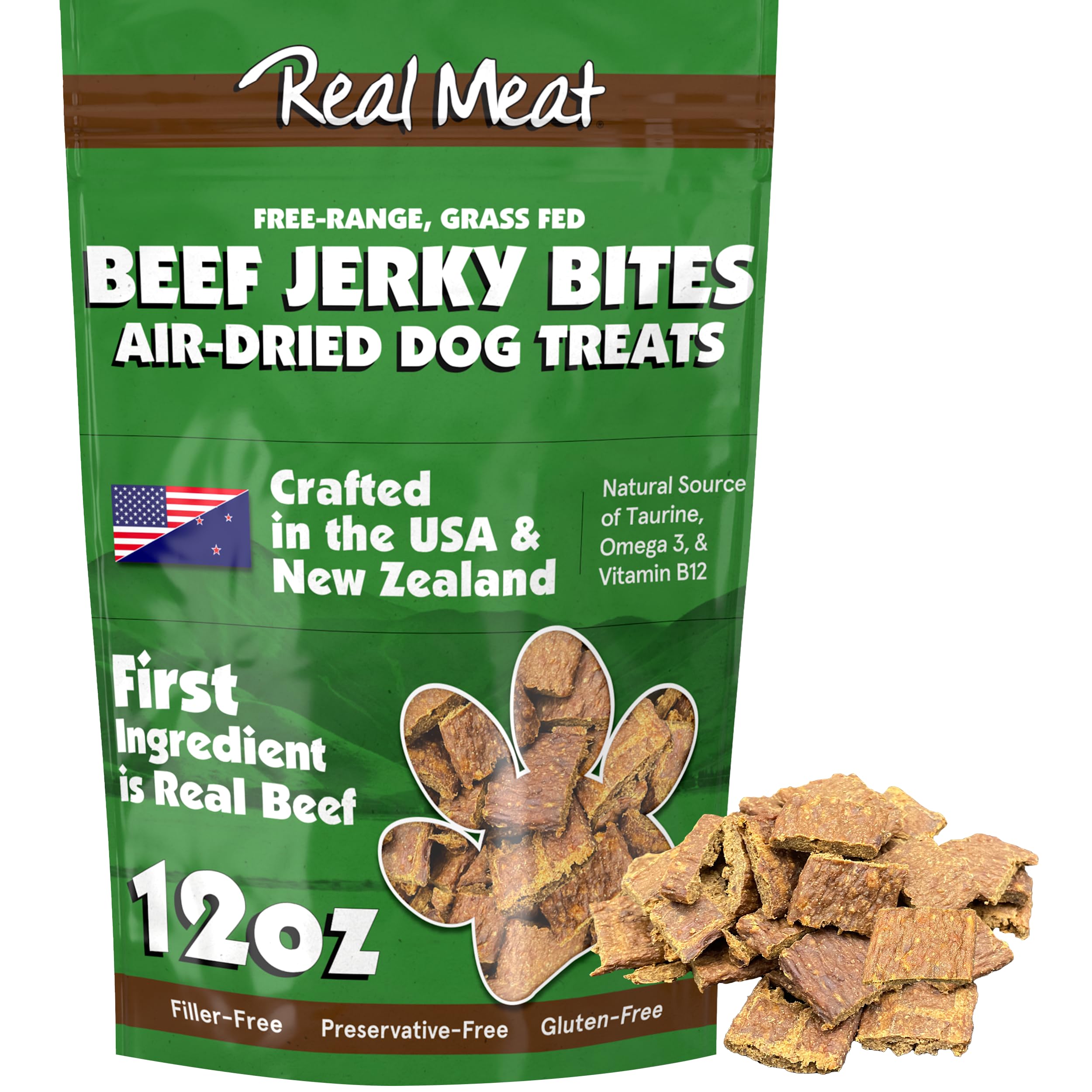 TRMC Real Meat Dog Treats - Two 12oz Bag of Bite-Sized Air-Dried Lamb & Venison Jerky for Dogs - Grain-Free Jerky Dog Treats wit