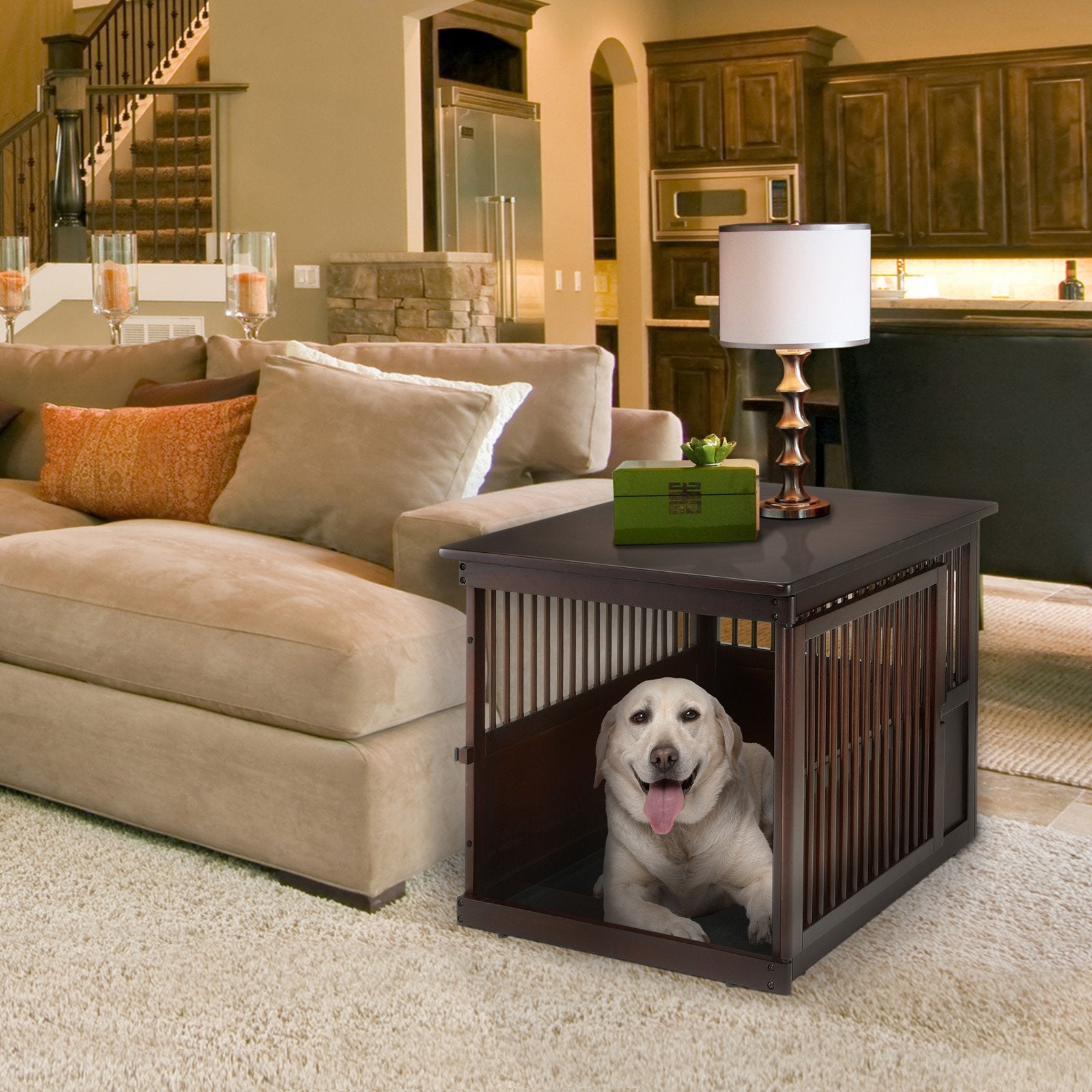 Richell Wooden End Table Crate, Medium, Dark Brown