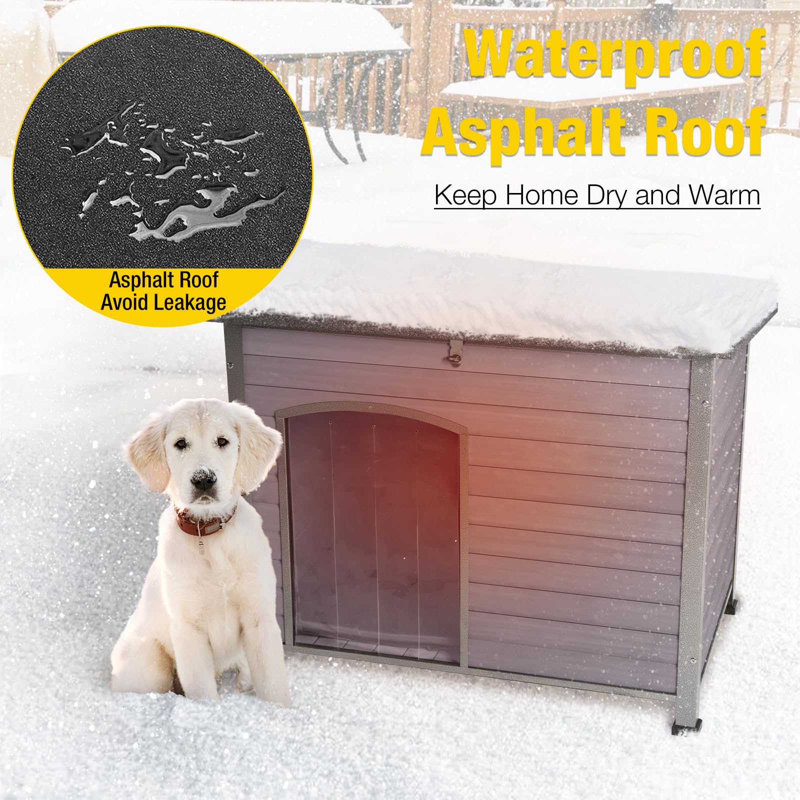 Aivituvin Dog House With Insulated Liner, Outdoor Indoor Weatherproof Dog House For Winter, Suitable For Small & Medium & Large