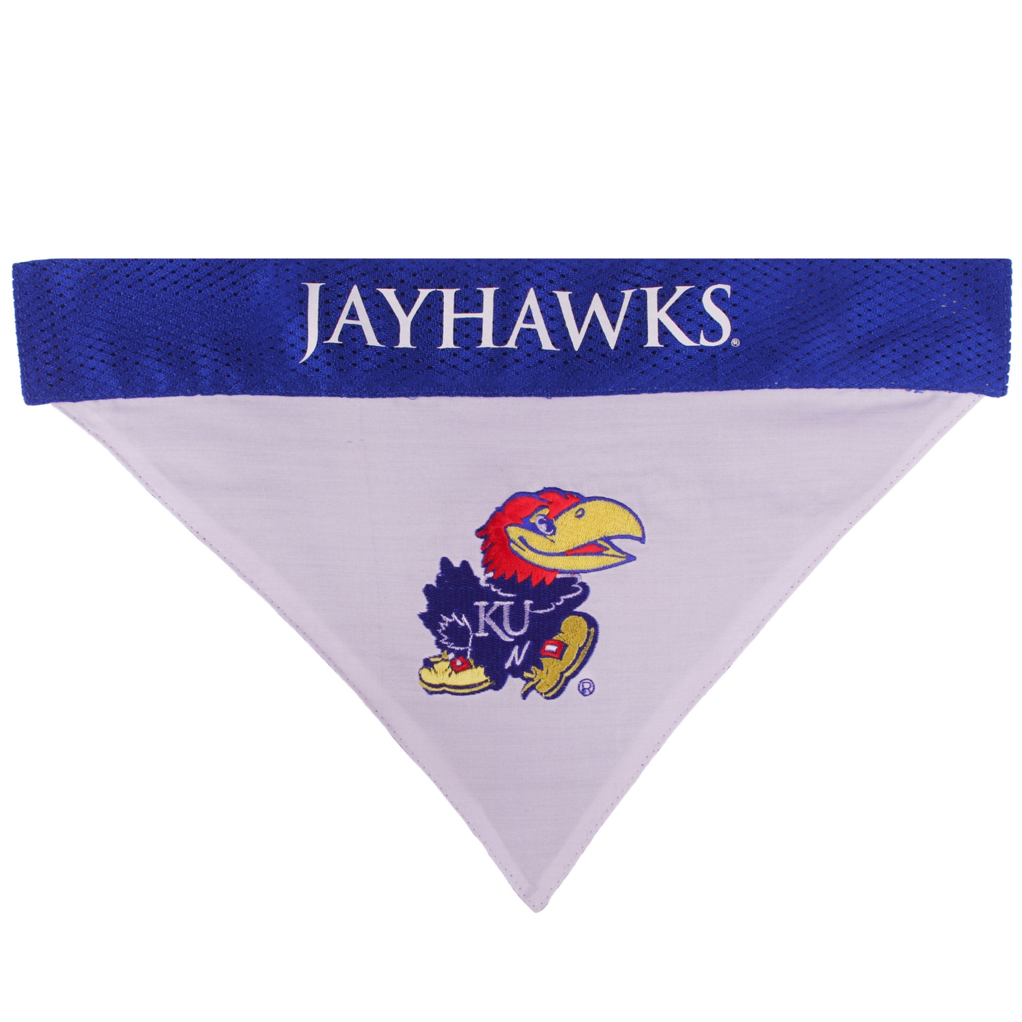 Pets First Collegiate Pet Accessories, Reversible Bandana, Kansas Jayhawks, Large/X-Large
