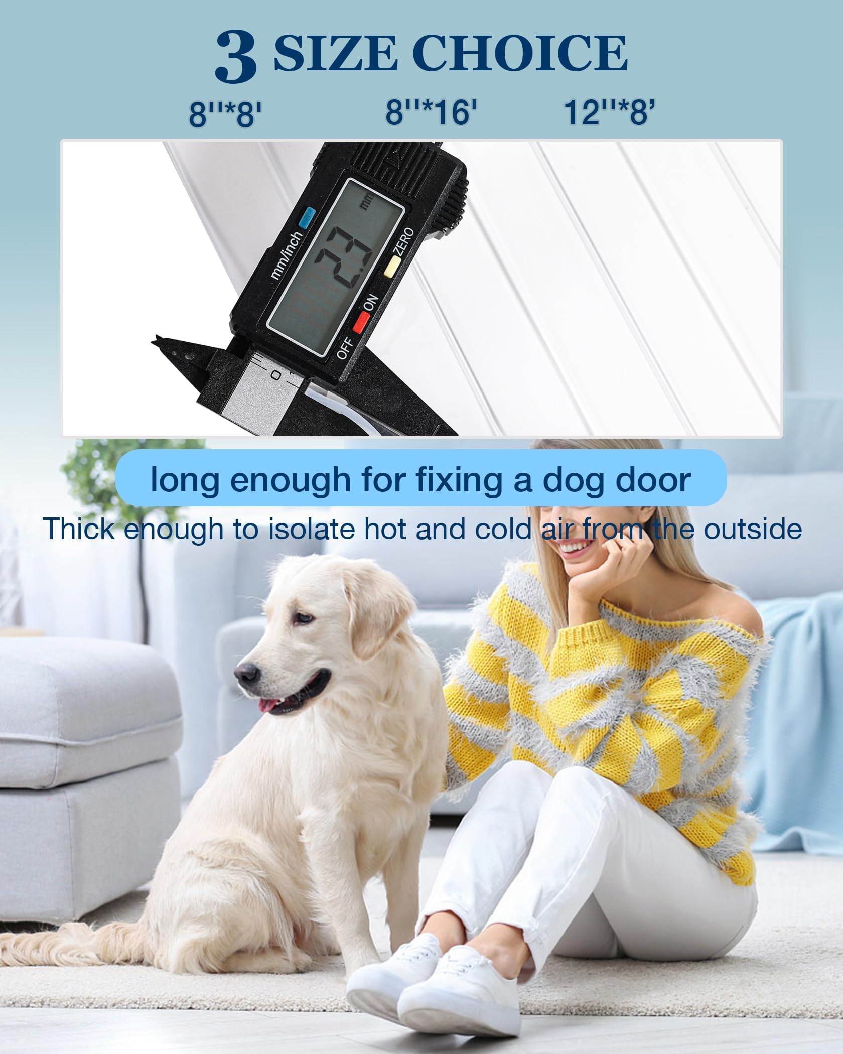 Ezcasch Dog Door Replacement Flap 8'' X 16' Clear Pvc Doggie Flaps Customizable Plastic Vinyl Strips Thermal Insulation Thicknes