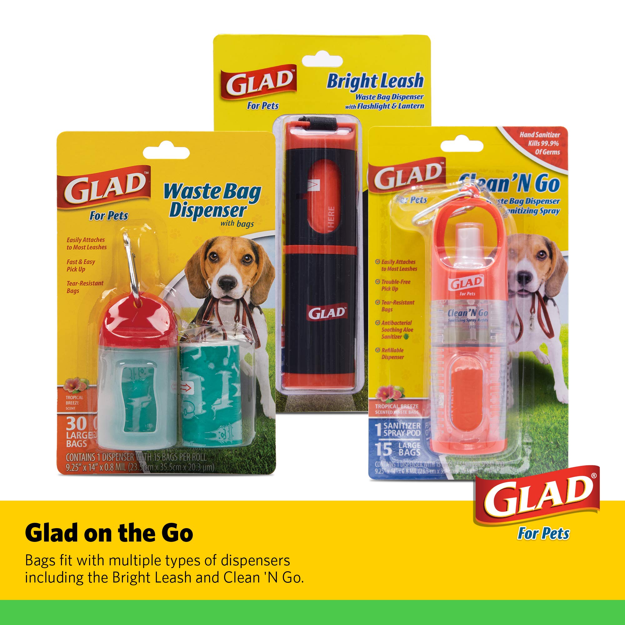 Glad for Pets Dog Waste Bags, Lavender Scent - Leak Proof and Strong Disposable Dog Poop Bags for Dogs, Easy Tie Handles for Cle