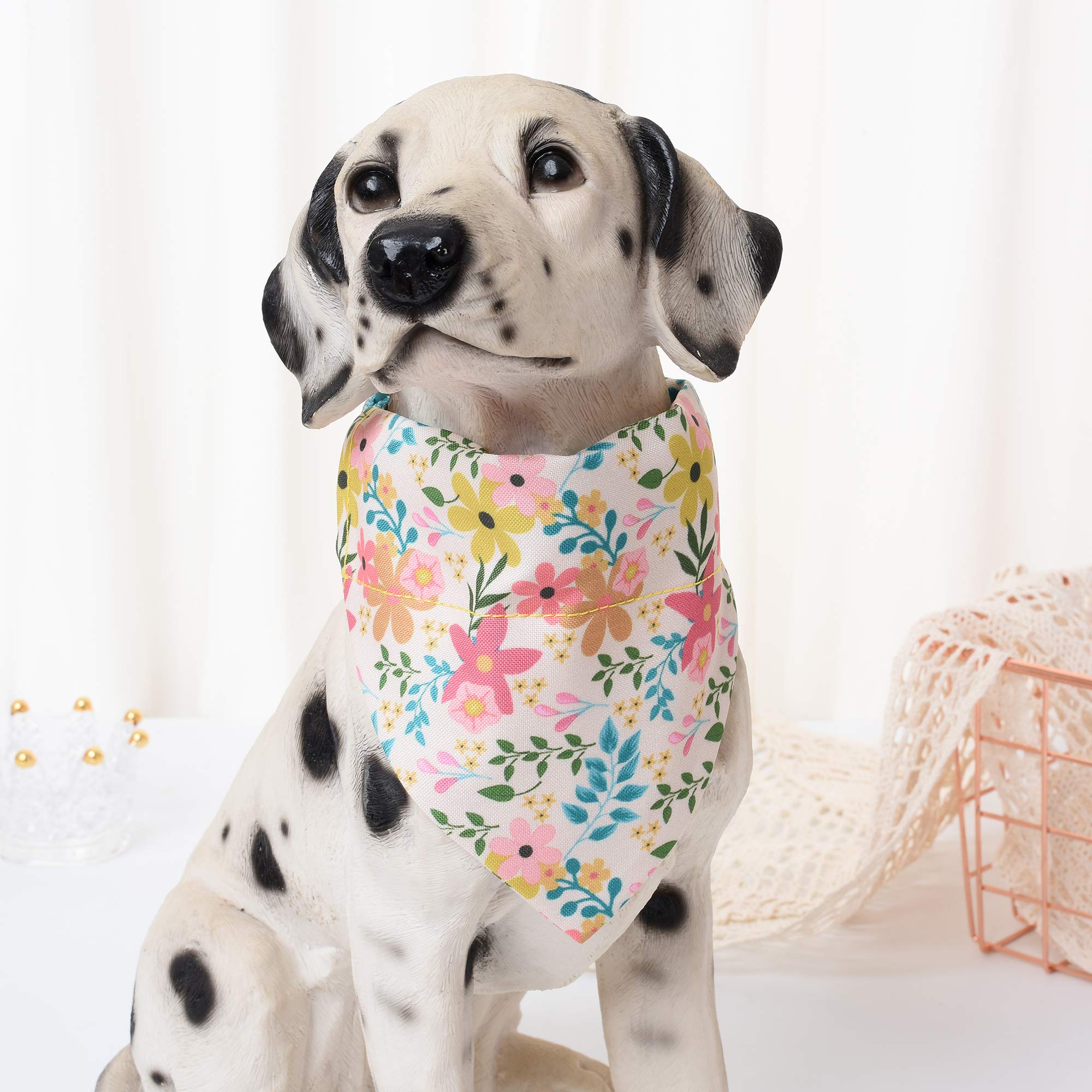 Mile High Life | Cute Bandana Collar | Soft Poly Cotton Fabric Collars For Medium Dogs | Flower & Fruit Pattern (Wild Flowers, B
