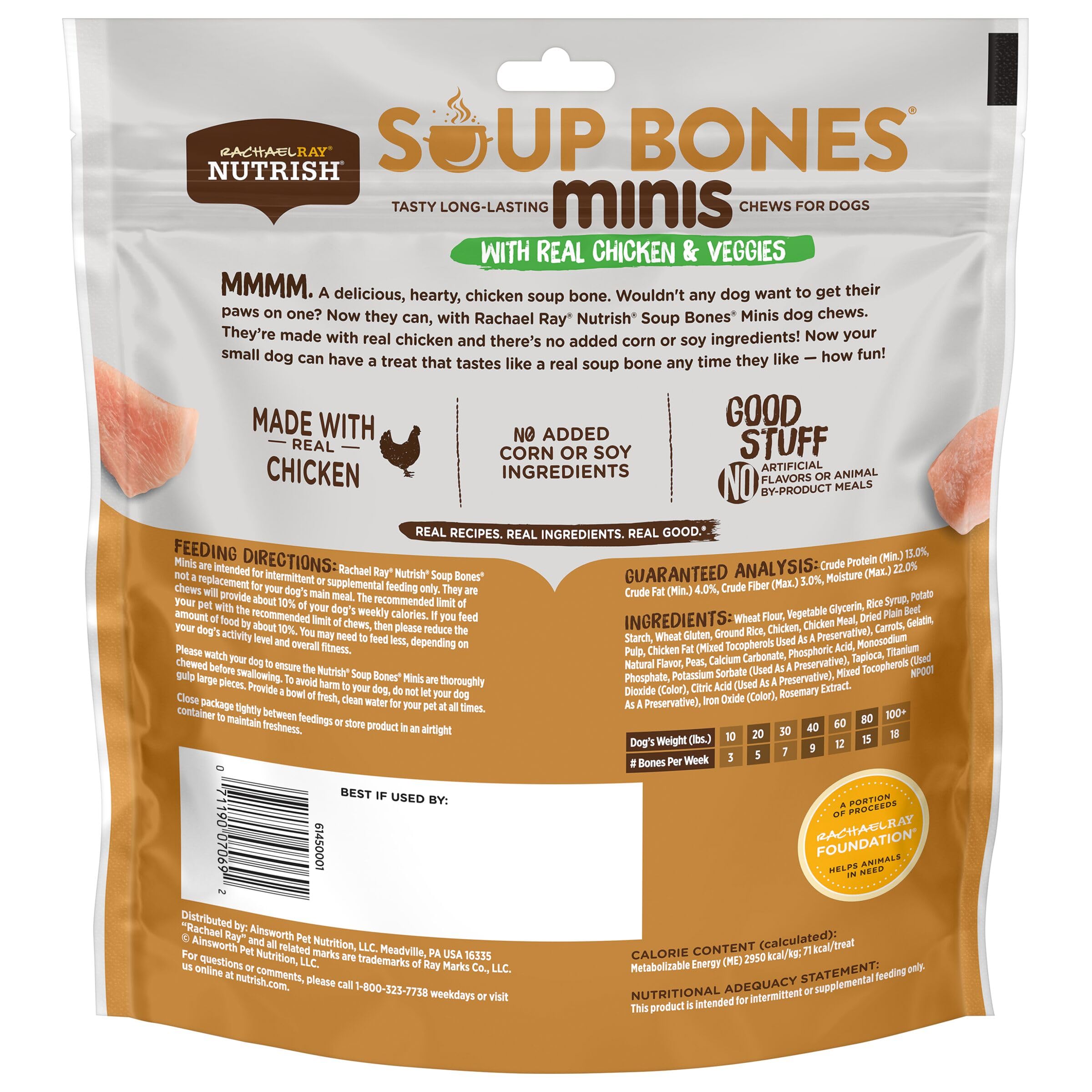 Nutrish Soup Bones Minis Dog Chews with Real Chicken & Veggies, 12.6 oz (Pack of 6)
